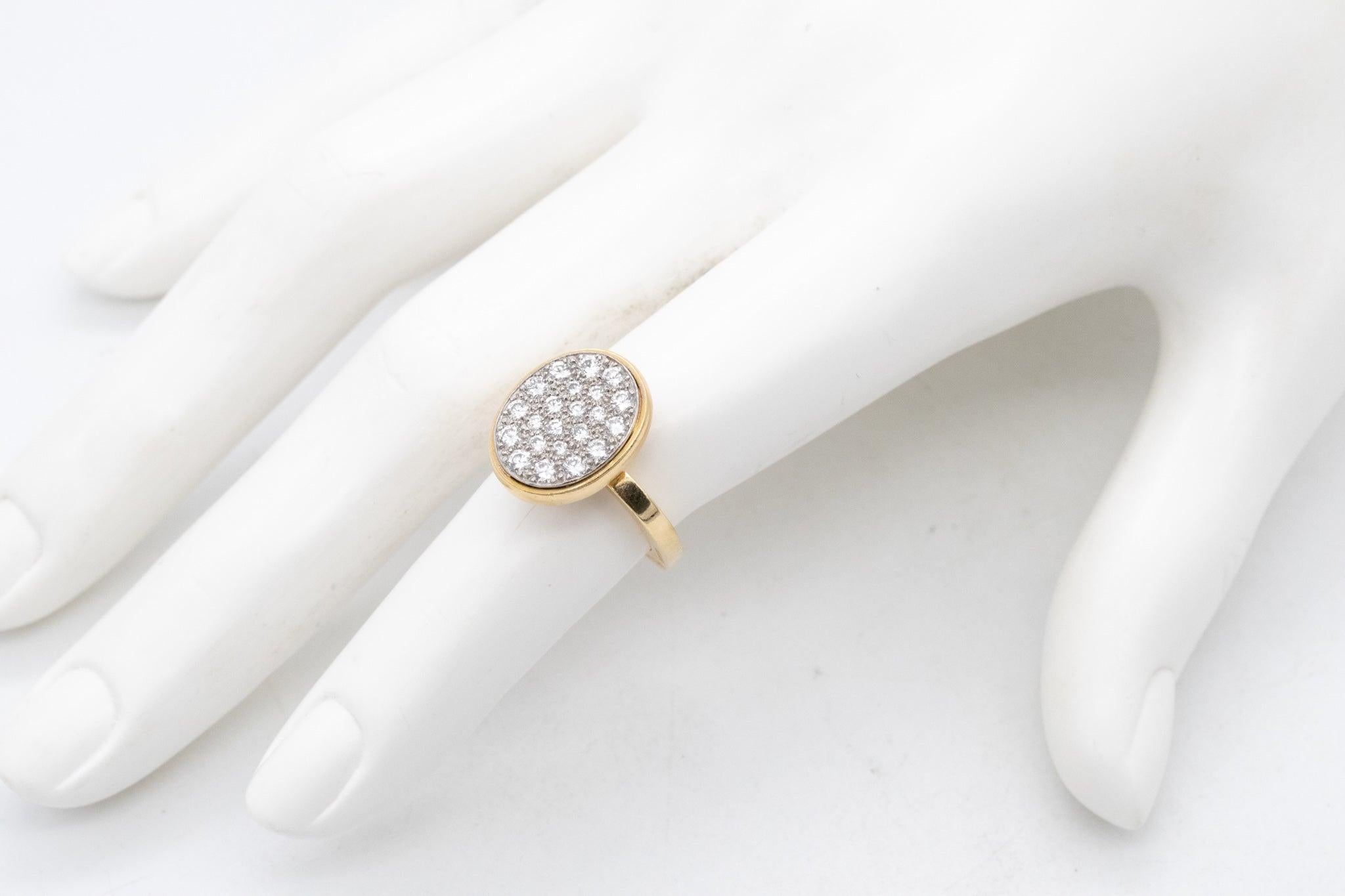 CARTIER 1970 By Dinh Van Cocktail Ring In 18Kt & Platinum With 1.20 Cts Diamonds For Sale 3