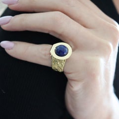 CARTIER 1970 By Roger Lucas Orbital Sculptural Ring In 18Kt gold With Lapis