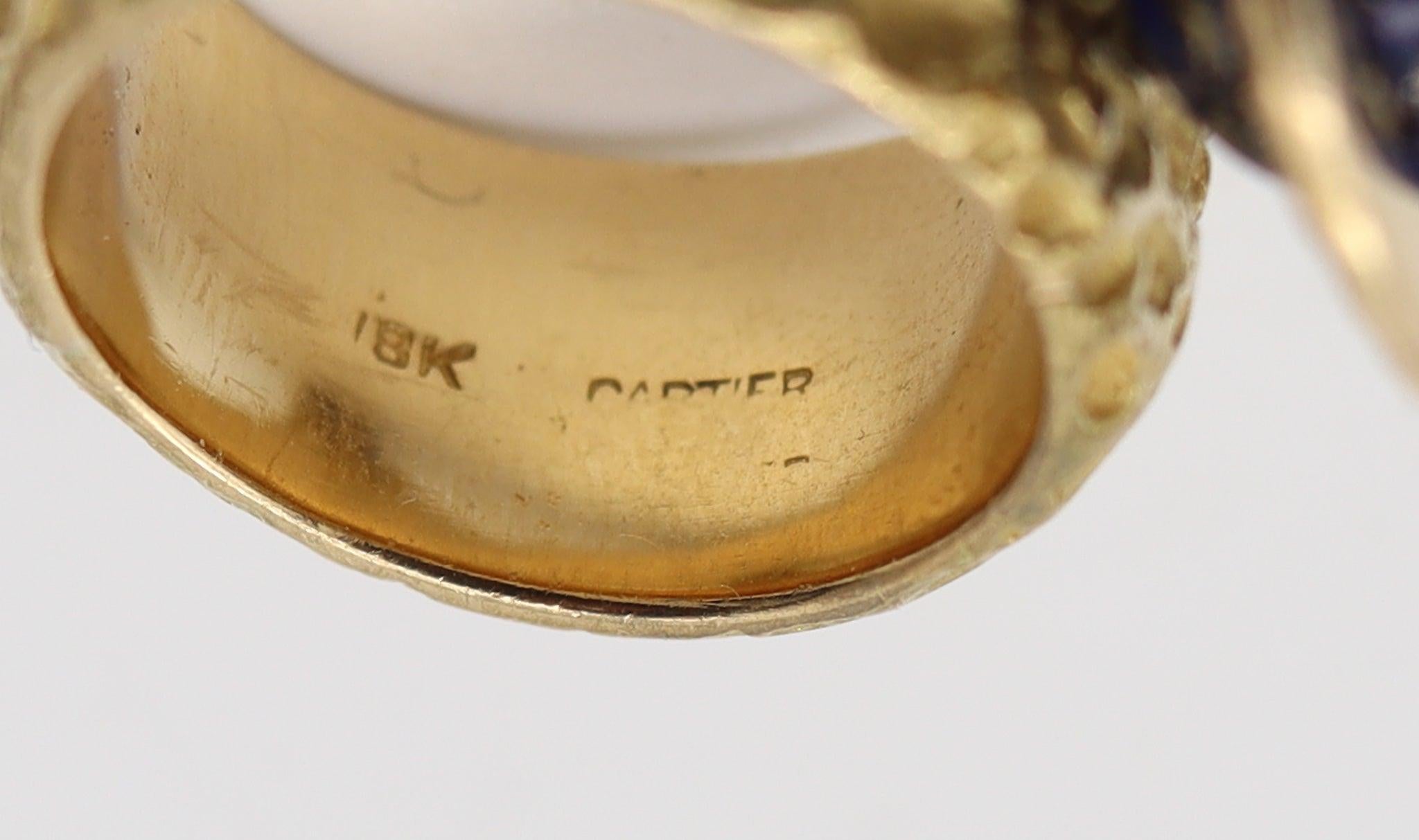 CARTIER 1970 von Roger Lucas Orbital skulpturalen Ring in 18Kt Gold mit Lapis Damen im Angebot