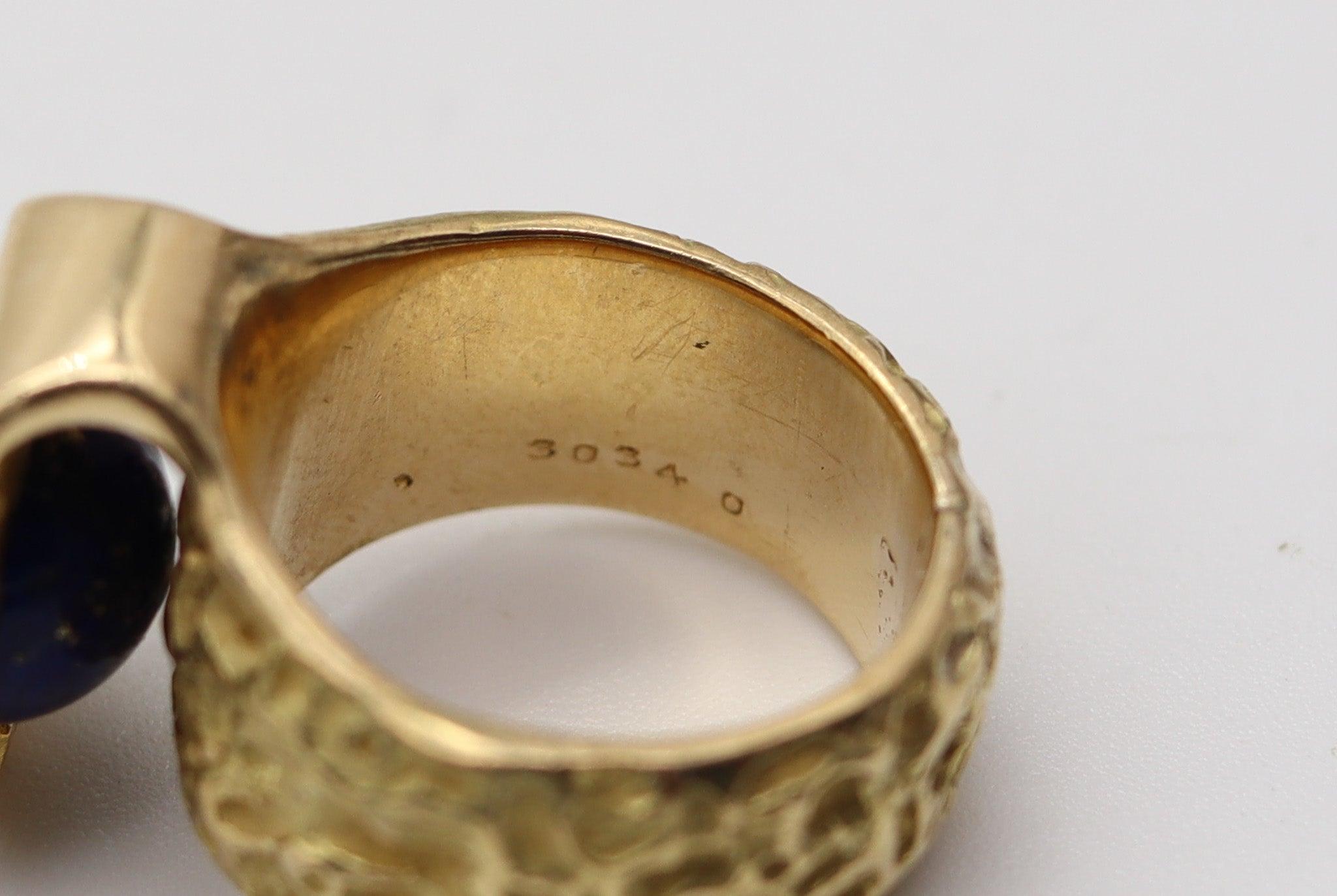 CARTIER 1970 von Roger Lucas Orbital skulpturalen Ring in 18Kt Gold mit Lapis im Angebot 1