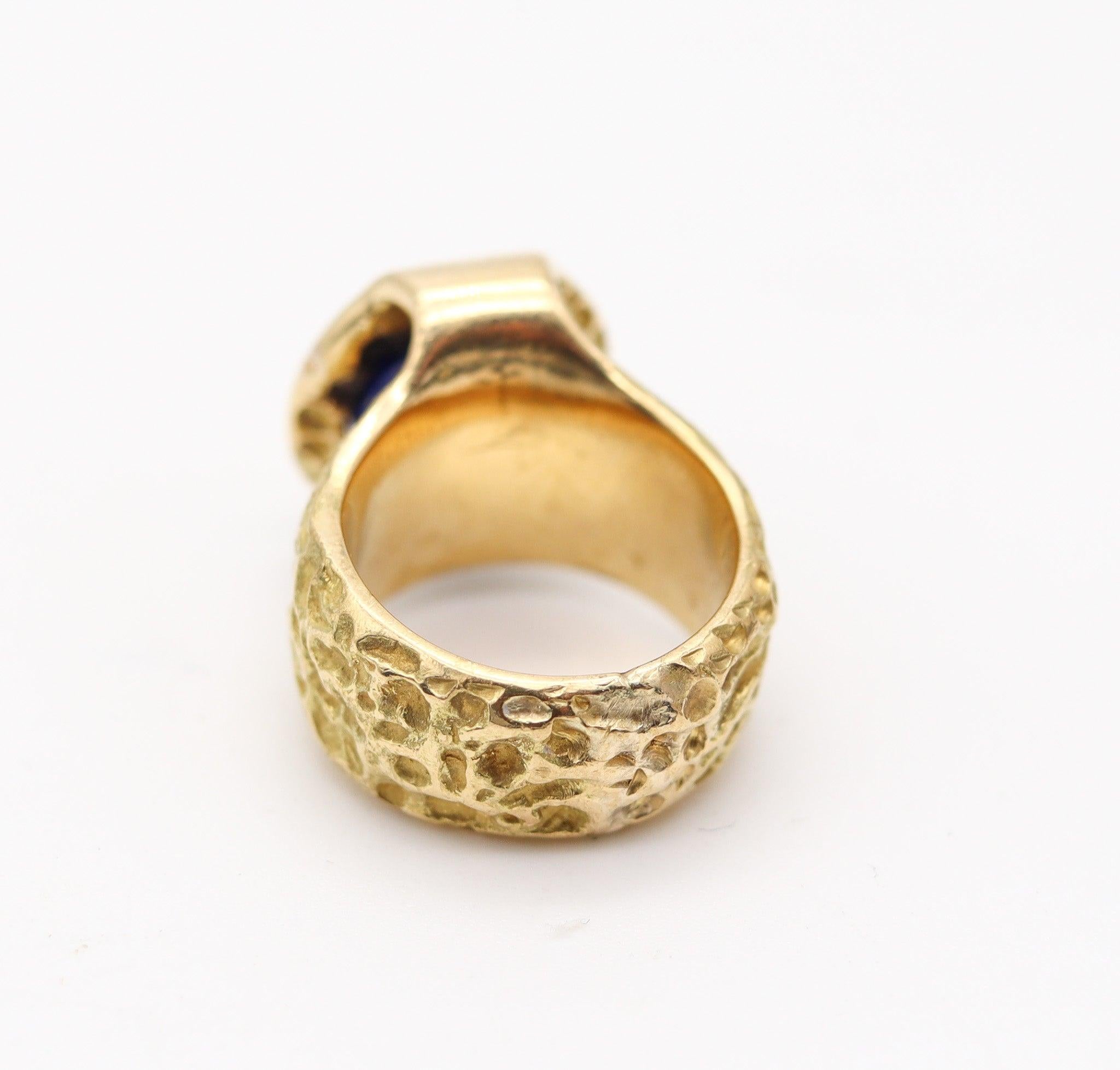 CARTIER 1970 von Roger Lucas Orbital skulpturalen Ring in 18Kt Gold mit Lapis im Angebot 3