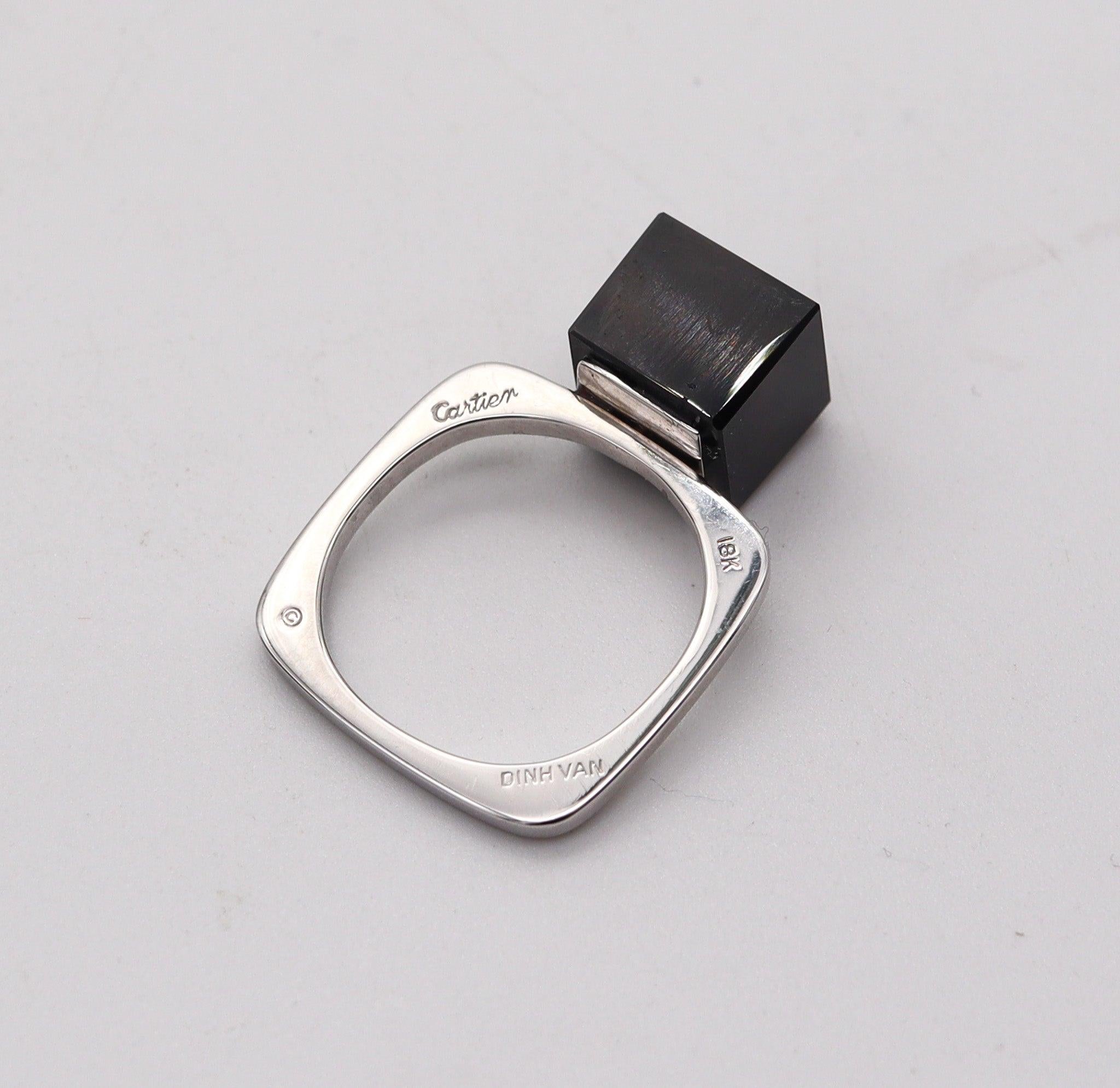 Women's CARTIER 1970 Dinh Van Geometric Sculptural Ring In 18Kt White Gold With Onyx