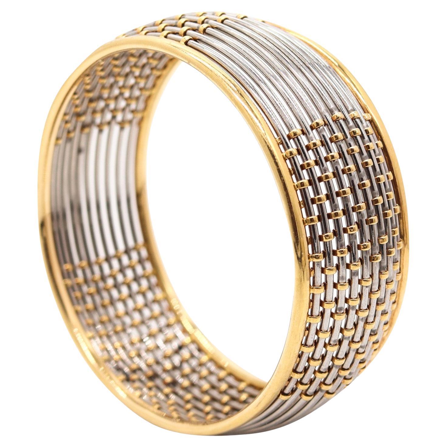 CARTIER 1970 Geometric Bangle Bracelet In 18Kt Yellow Gold And Steel
