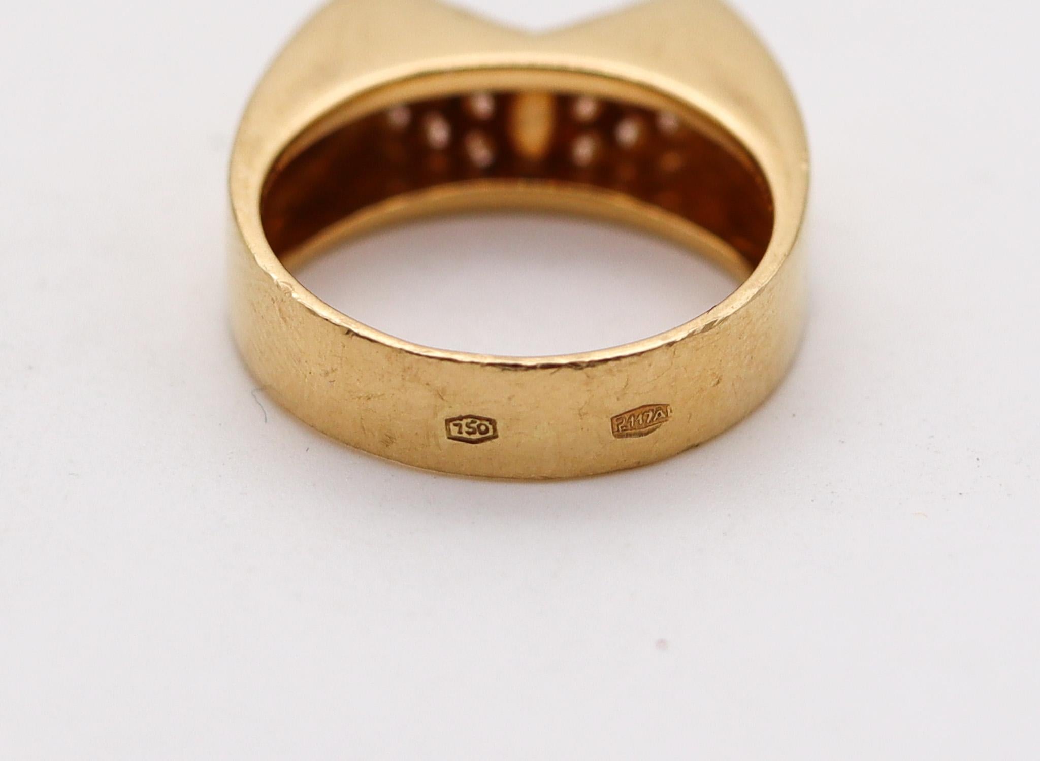 Cartier 1970 Geometric Modernist Ring in 18 Karat Yellow Gold with Diamonds 1