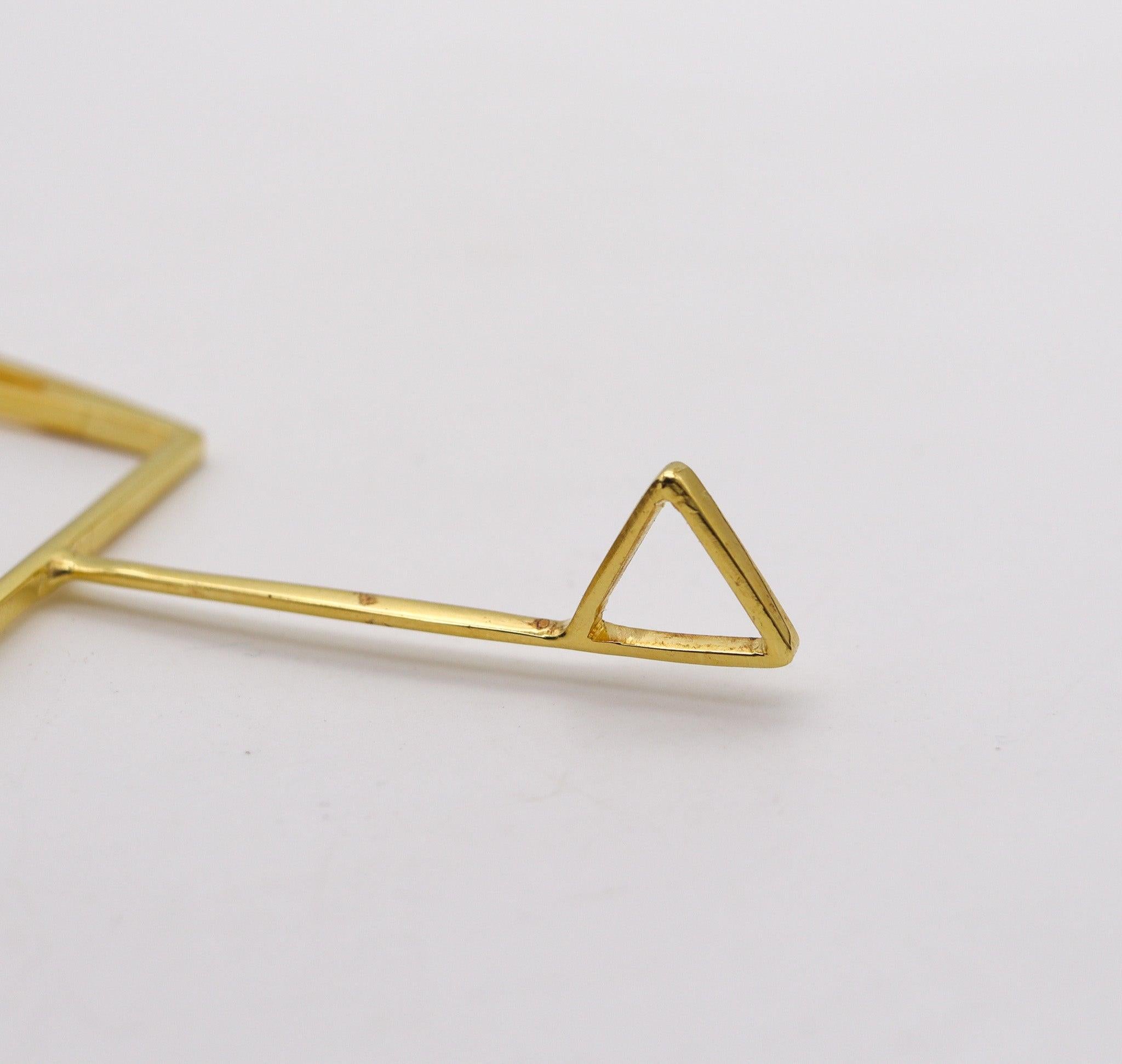 CARTIER 1970, pendentif rectangulaire géométrique en trompe-l'œil en or jaune 18 carats en vente 5