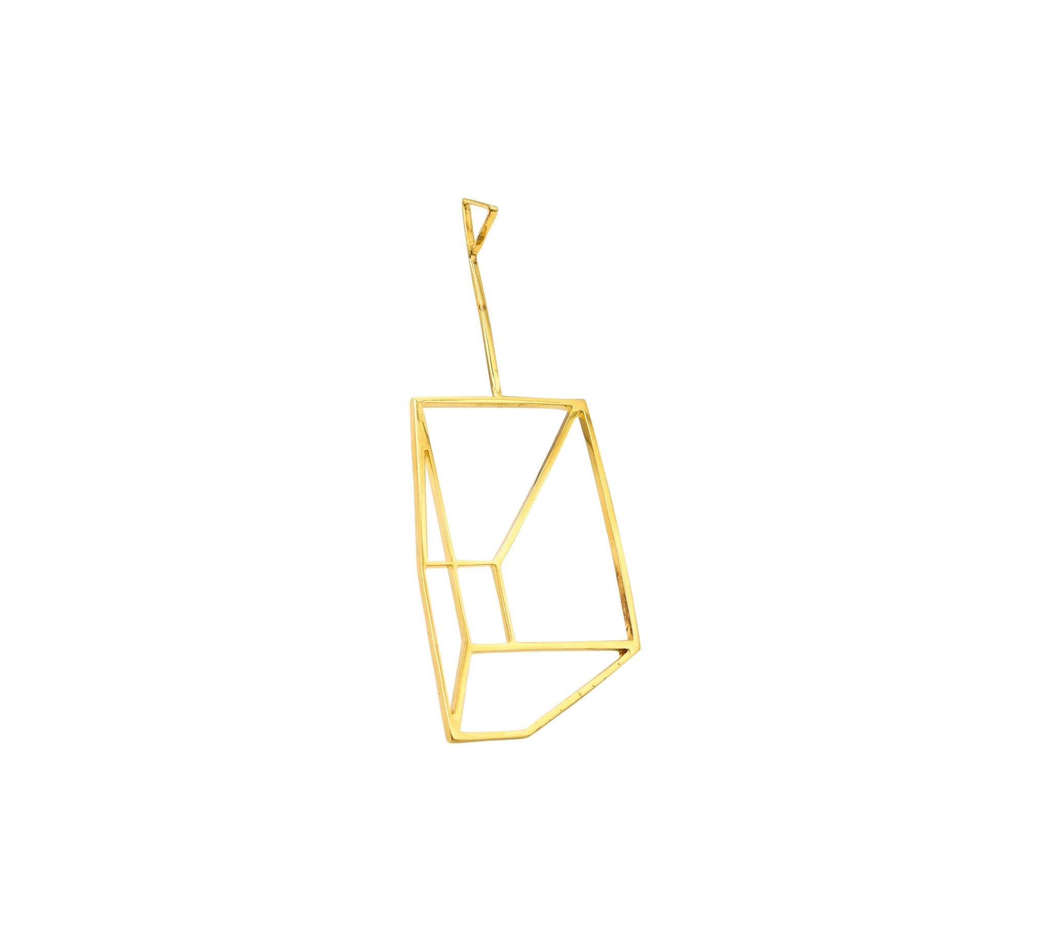 CARTIER 1970, pendentif rectangulaire géométrique en trompe-l'œil en or jaune 18 carats en vente 3