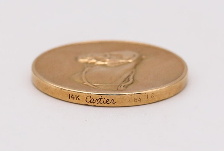 Cartier 1970 Head or Tail Horse Coin in Solid 14Kt Yellow Gold For Sale