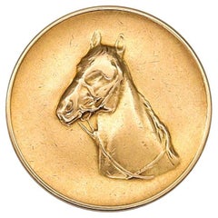 Cartier, pièce de monnaie cheval tête ou queue de cheval en or jaune massif 14 carats, 1970