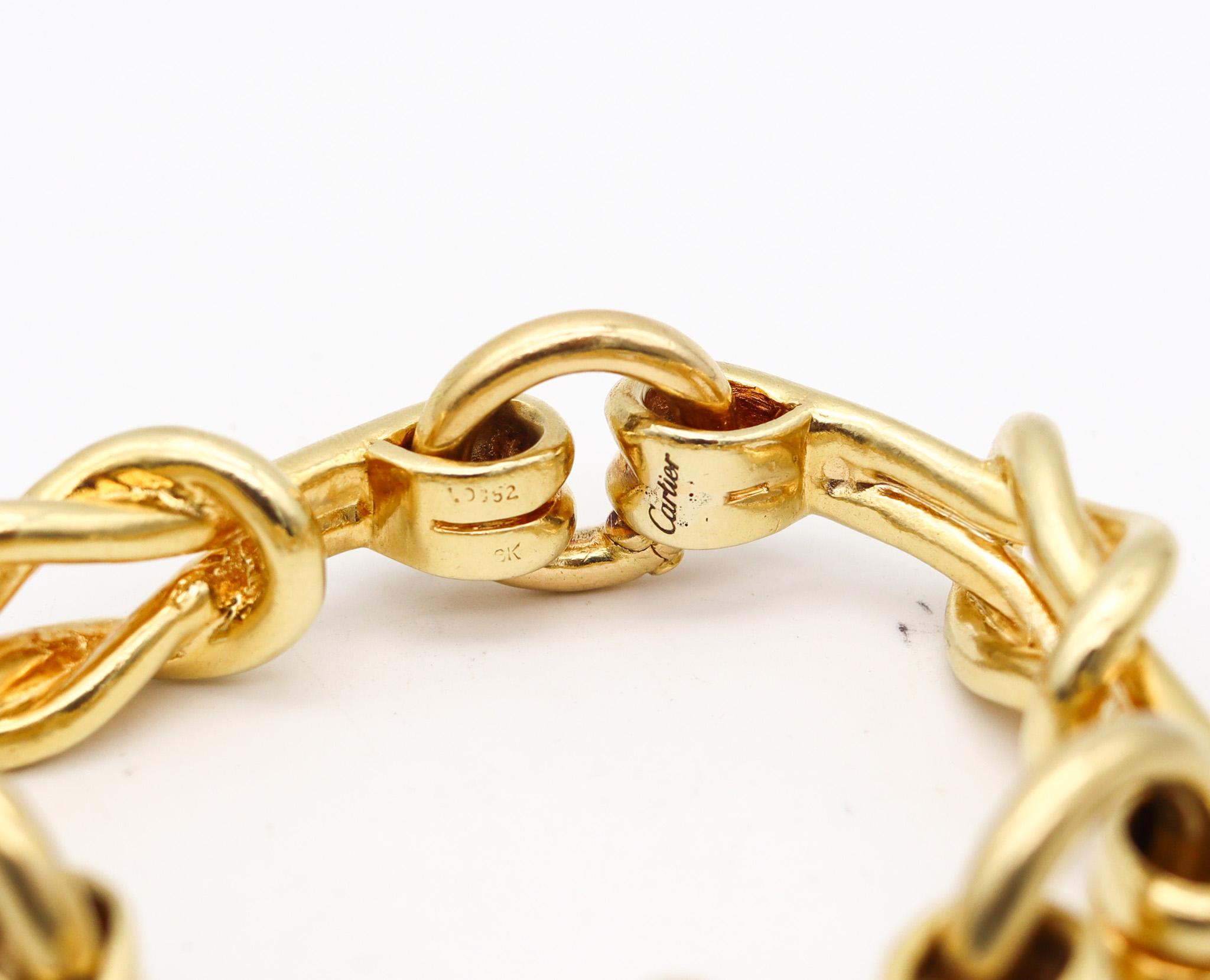 Women's or Men's Cartier 1970 Hercules Knots Statement Links Bracelet In Solid 18Kt Yellow Gold For Sale