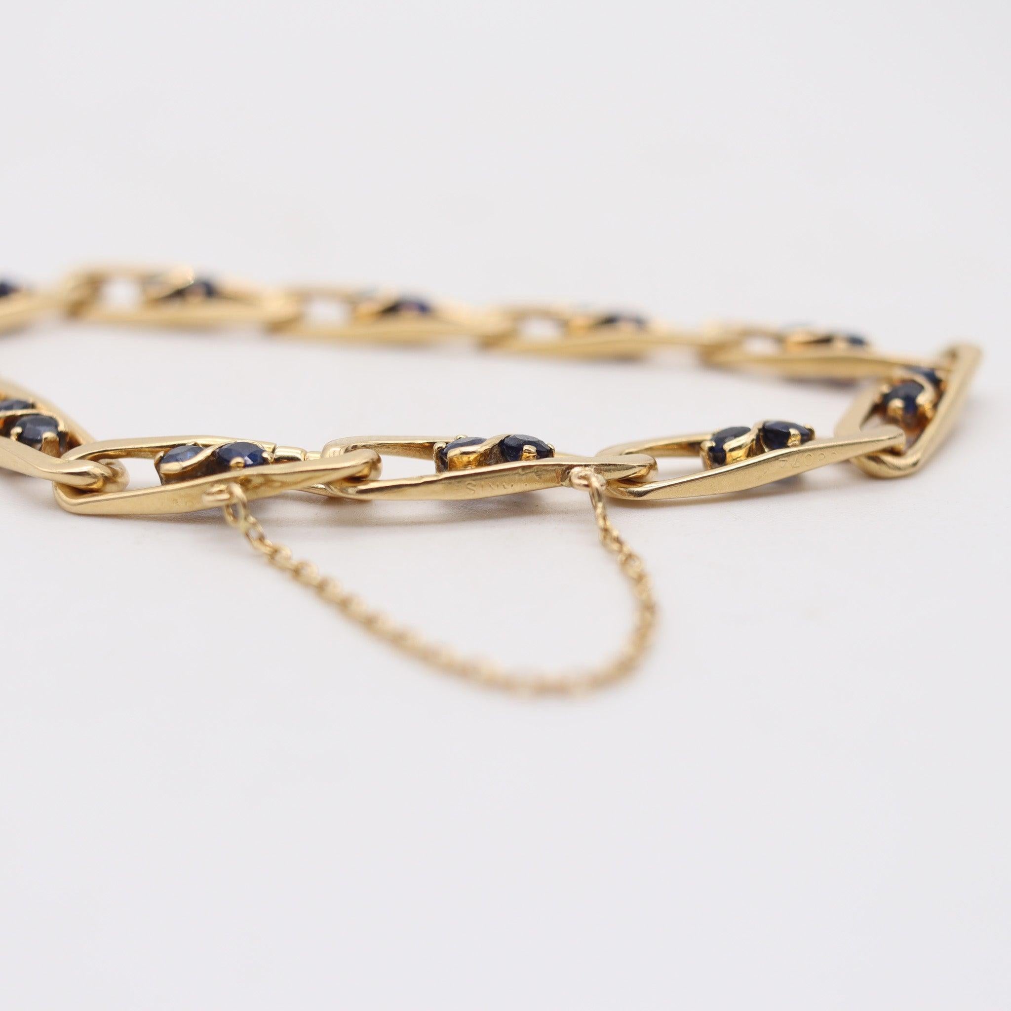 CARTIER 1970 L'Enfant Figaro Links Bracelet en Jaune 18Kt massif avec saphirs Unisexe en vente