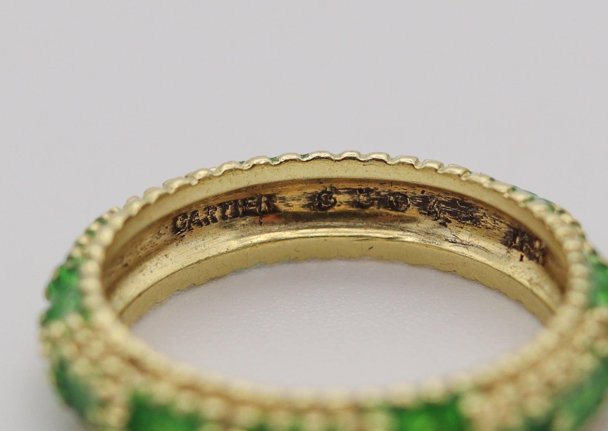 CARTIER 1970 Modernista Anillo de oro amarillo de 18 quilates con esmalte verde 1