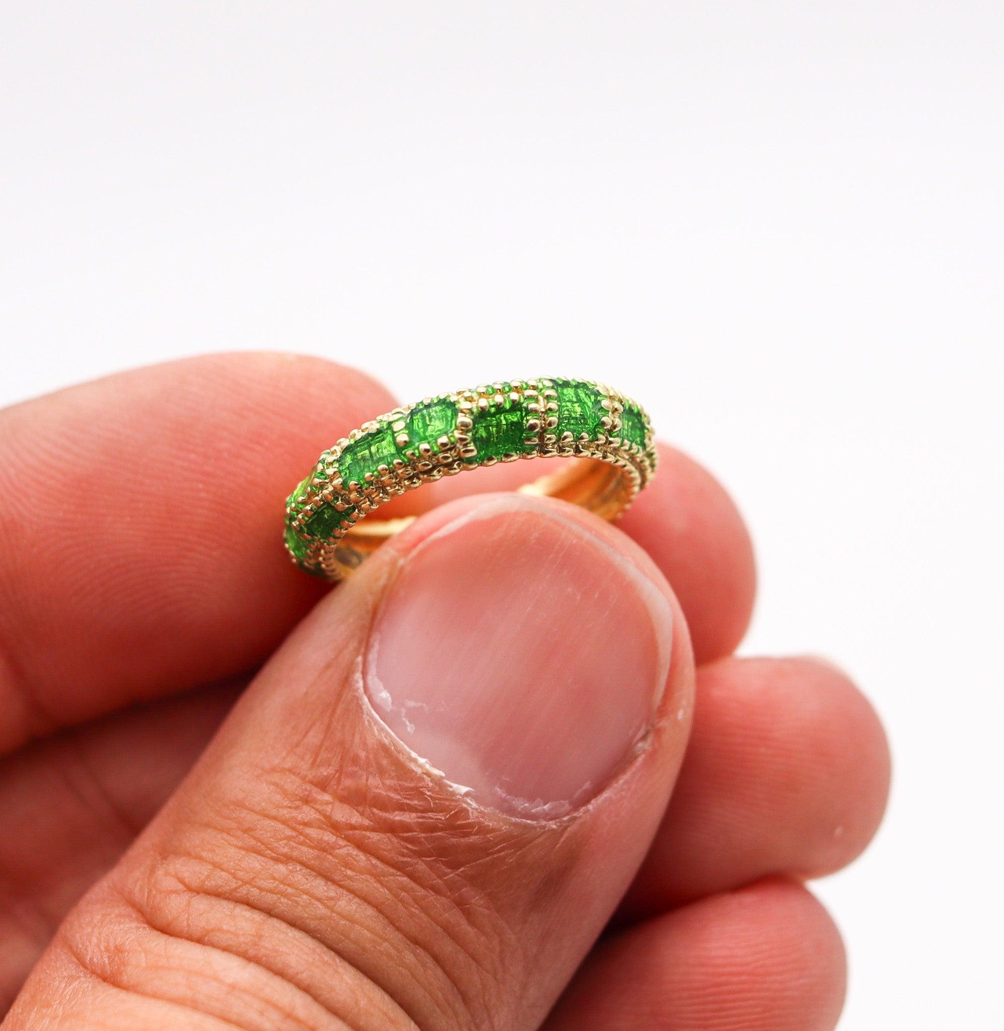 CARTIER 1970 Modernista Anillo de oro amarillo de 18 quilates con esmalte verde 2