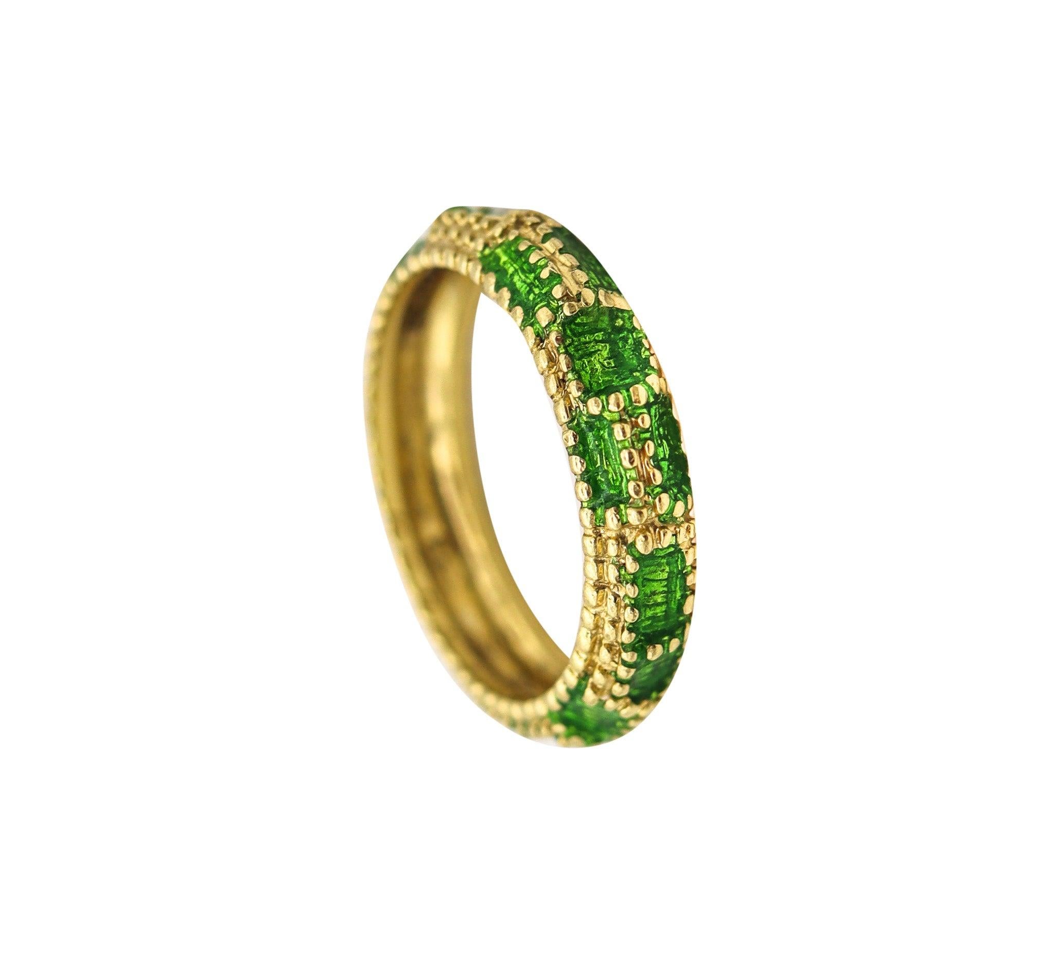 CARTIER 1970 Modernista Anillo de oro amarillo de 18 quilates con esmalte verde 3