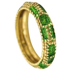CARTIER 1970 Modernista Anillo de oro amarillo de 18 quilates con esmalte verde