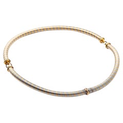 CARTIER 1970 Modernist Tubular Wired Necklace In 18Kt Yellow Gold And Steel