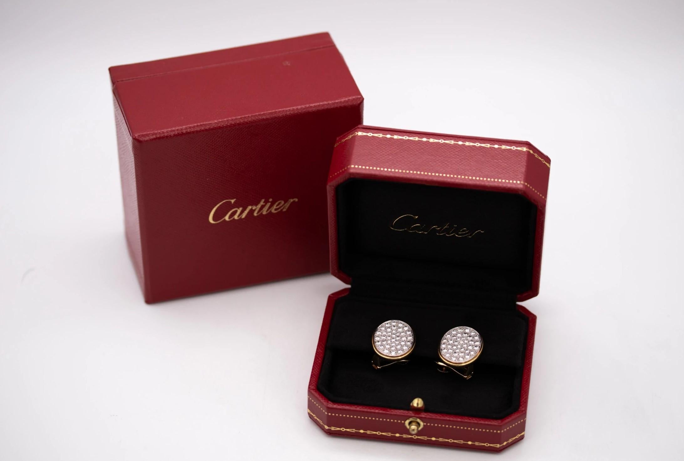 Women's Cartier 1970 Paris by Dinh Van 18Kt & Platinum Earrings 3.04 Ctw in VS Diamonds For Sale