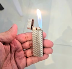CARTIER 1970 Paris Guilloché Pocket Butane Gas Lighter In Plaqué d'Argent
