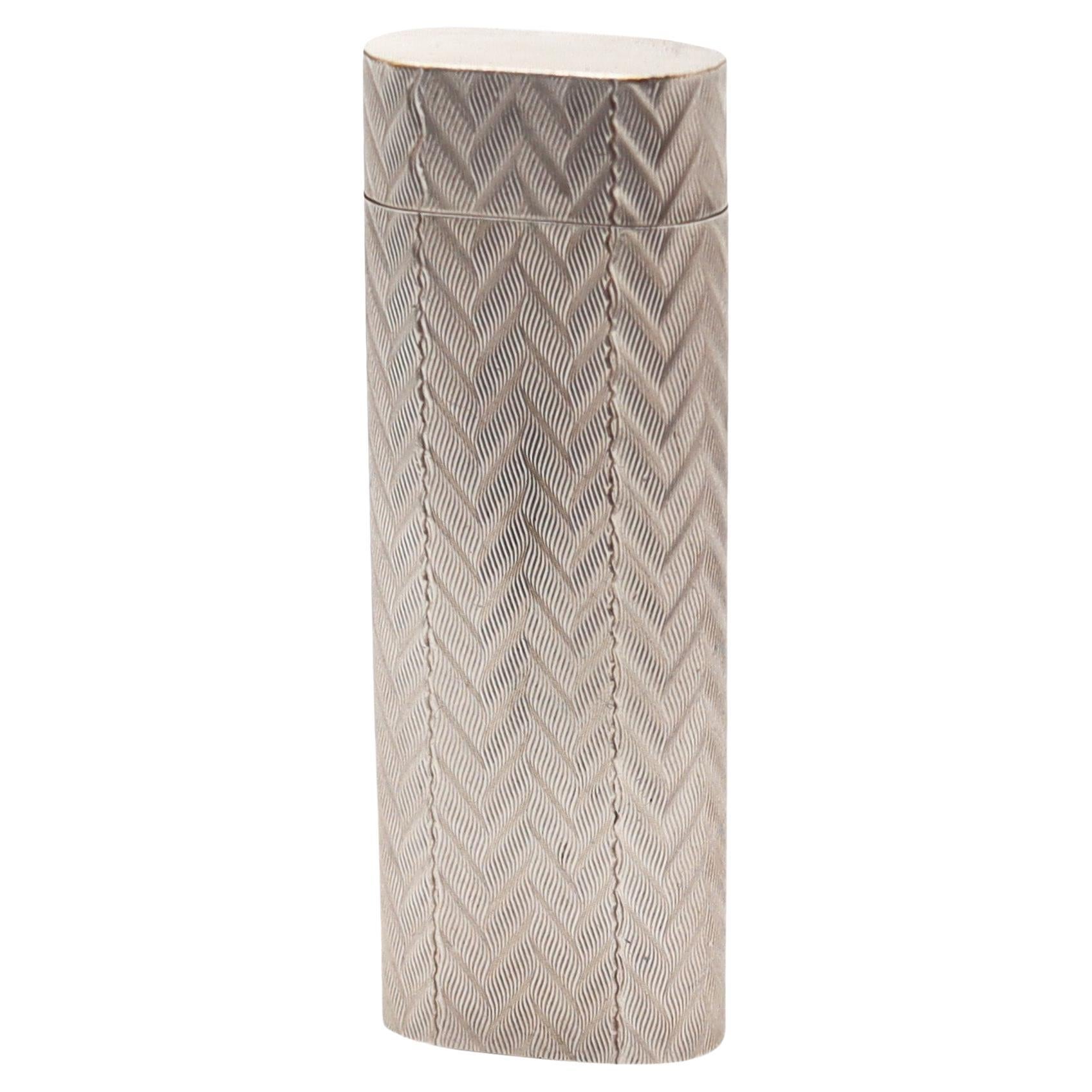 CARTIER 1970 Paris Guilloché Pocket Butane Gas Lighter In Plaqué d'Argent