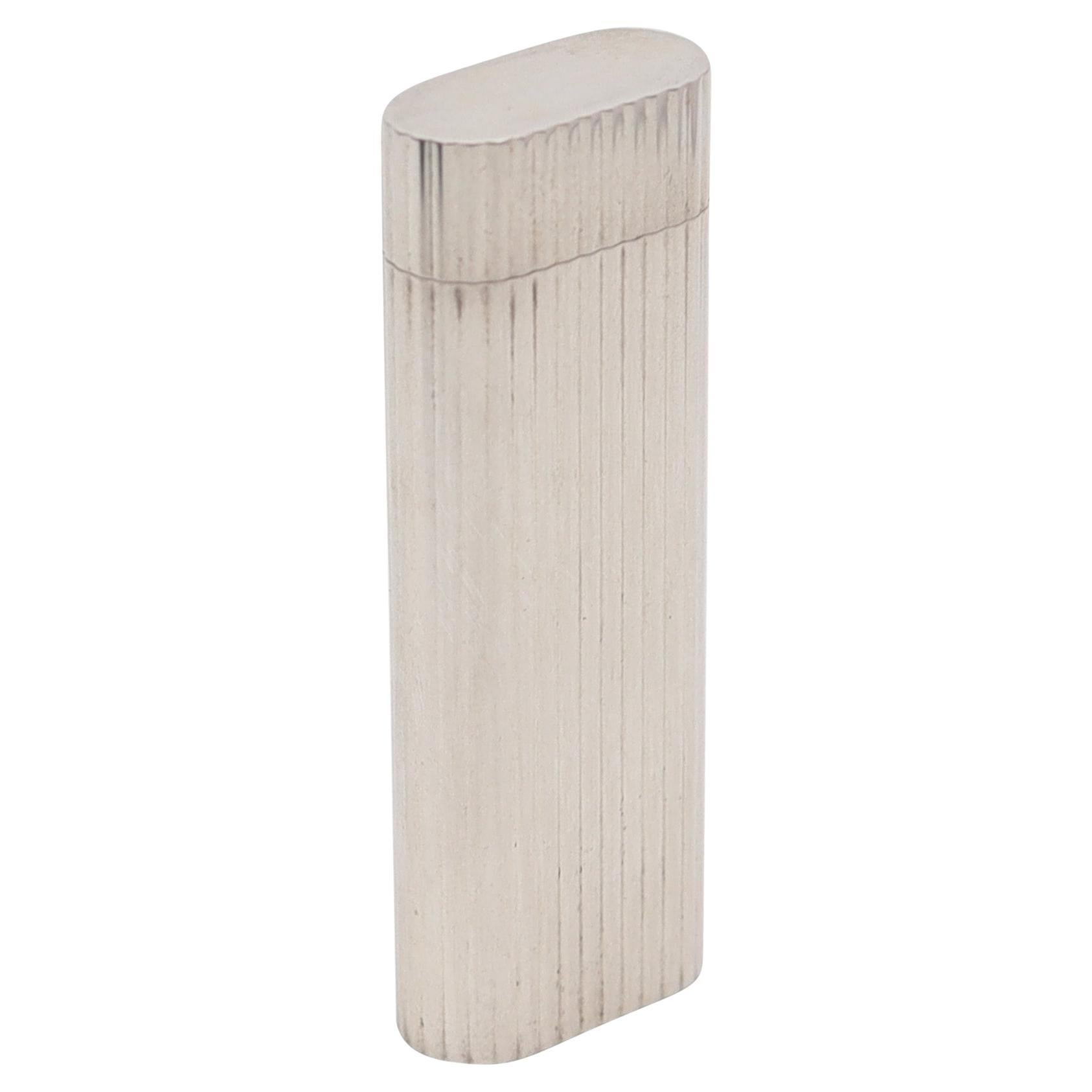 CARTIER 1970 Paris Linear-Oval Pocket Butane Gas Lighter In Plaqué d'Argent