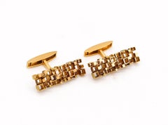 Cartier 1970 Retro Modernist Geometric Pair of Cufflinks in 18kt Yellow Gold