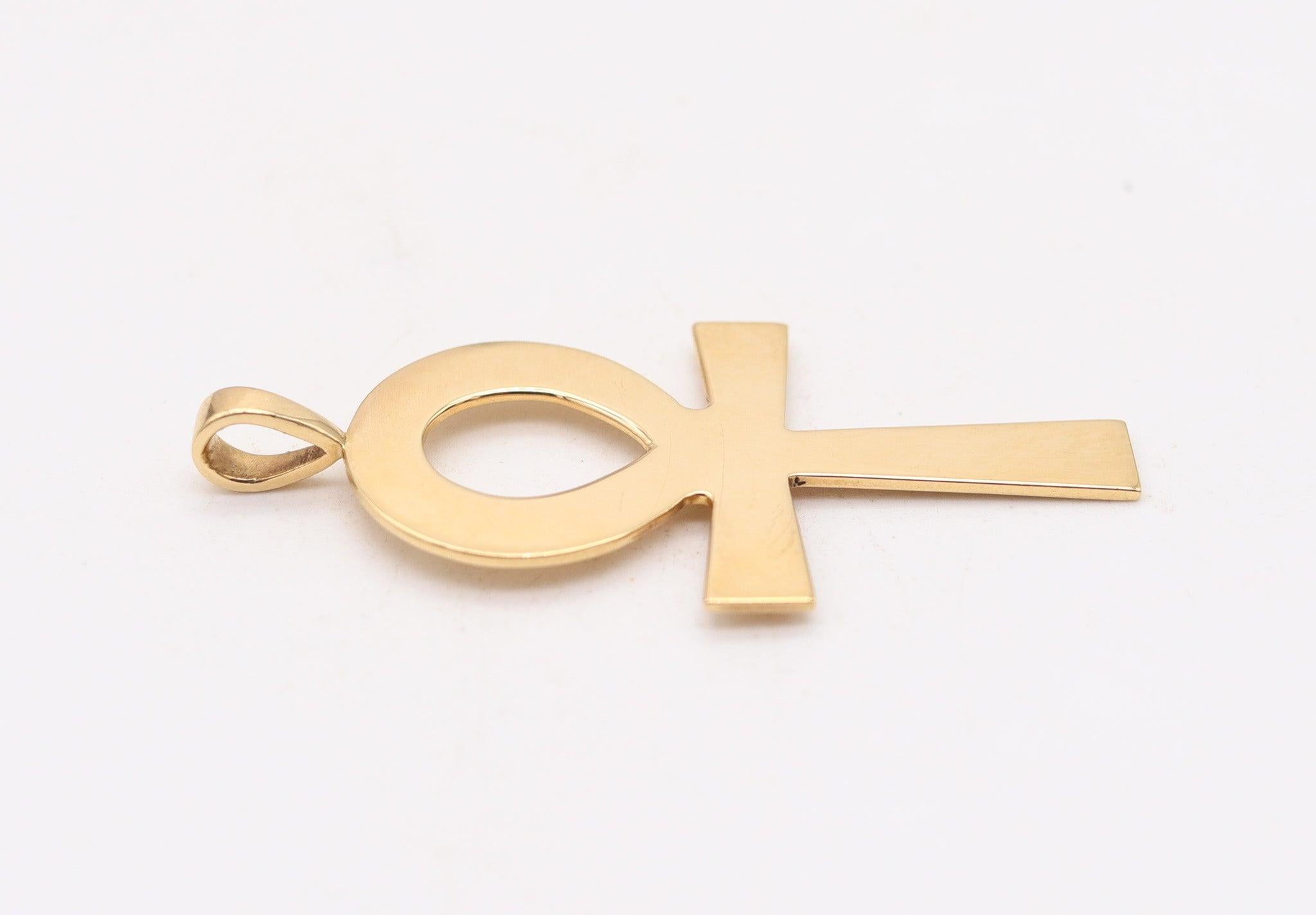 CARTIER 1970 Vintage ägyptischen Ankh Kreuz Anhänger in massivem 18Kt Gelbgold (Modernistisch) im Angebot