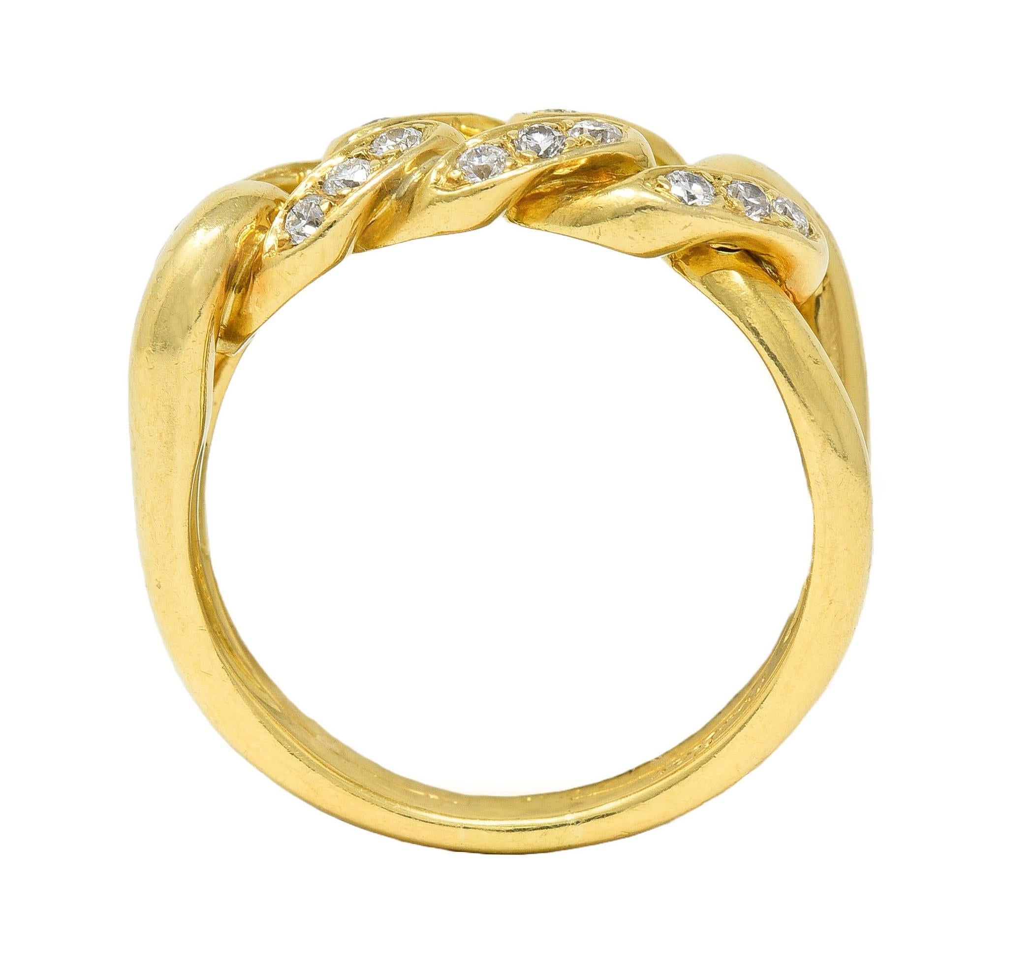 Cartier 1970's 0.54 CTW Diamond 18 Karat Yellow Gold Vintage Chain Link Ring 3