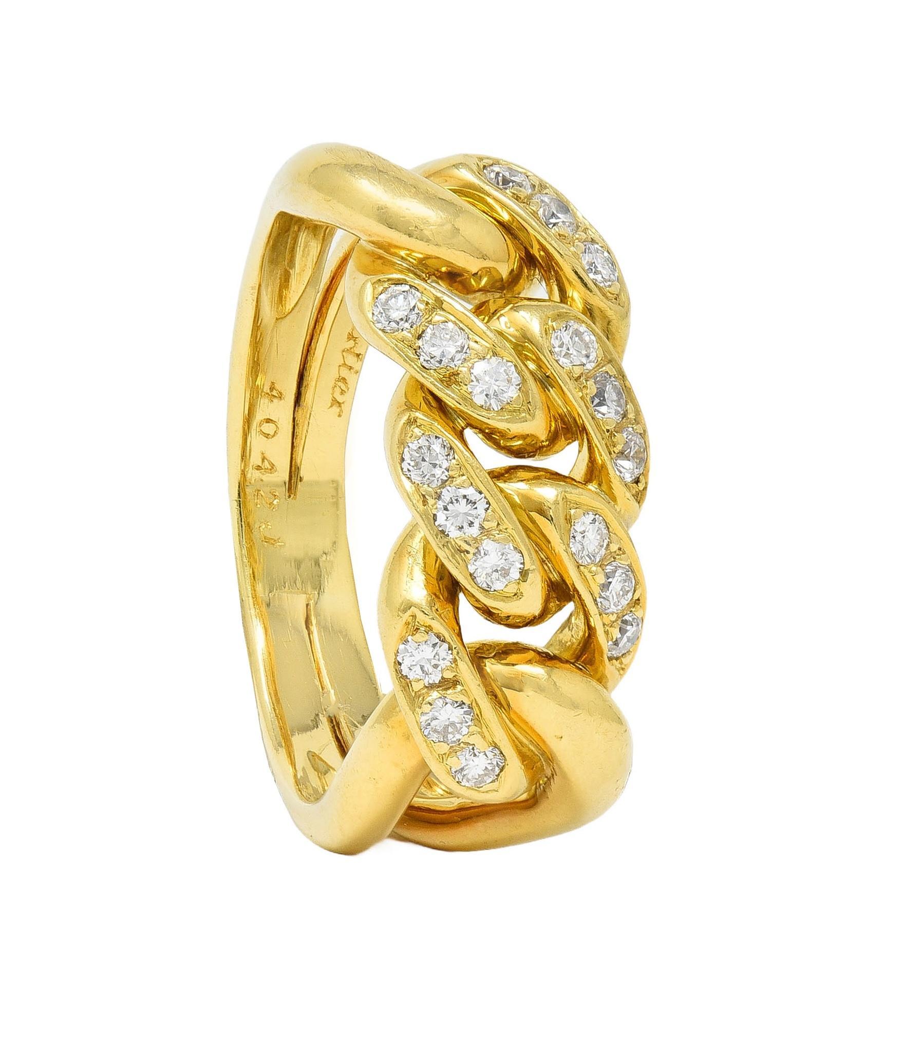 Cartier 1970's 0.54 CTW Diamond 18 Karat Yellow Gold Vintage Chain Link Ring 4