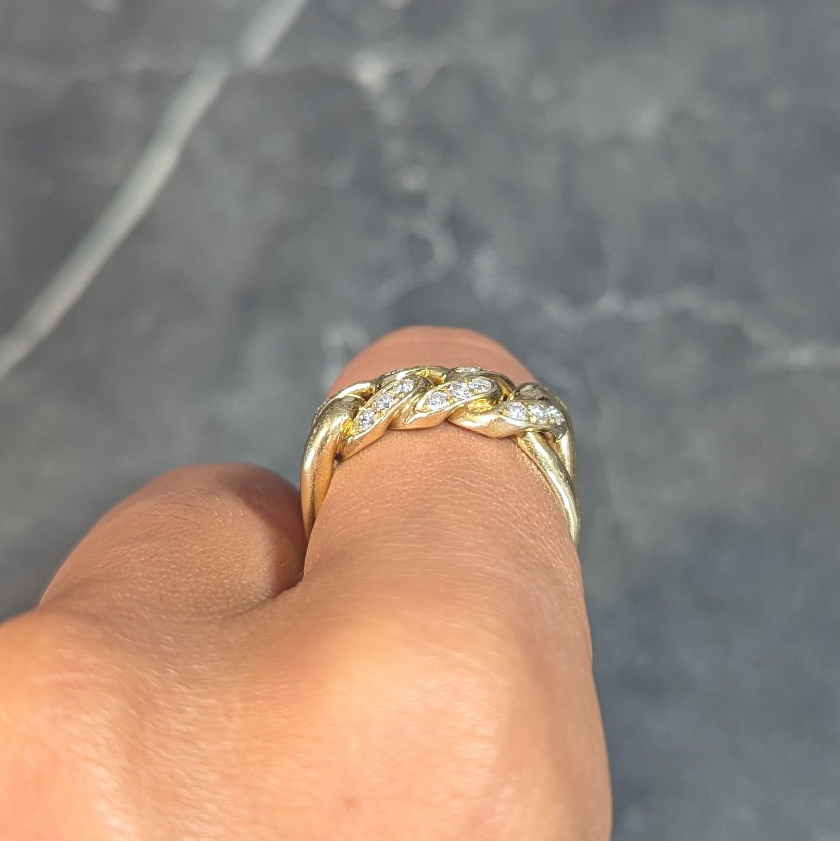 Cartier 1970's 0.54 CTW Diamond 18 Karat Yellow Gold Vintage Chain Link Ring 6