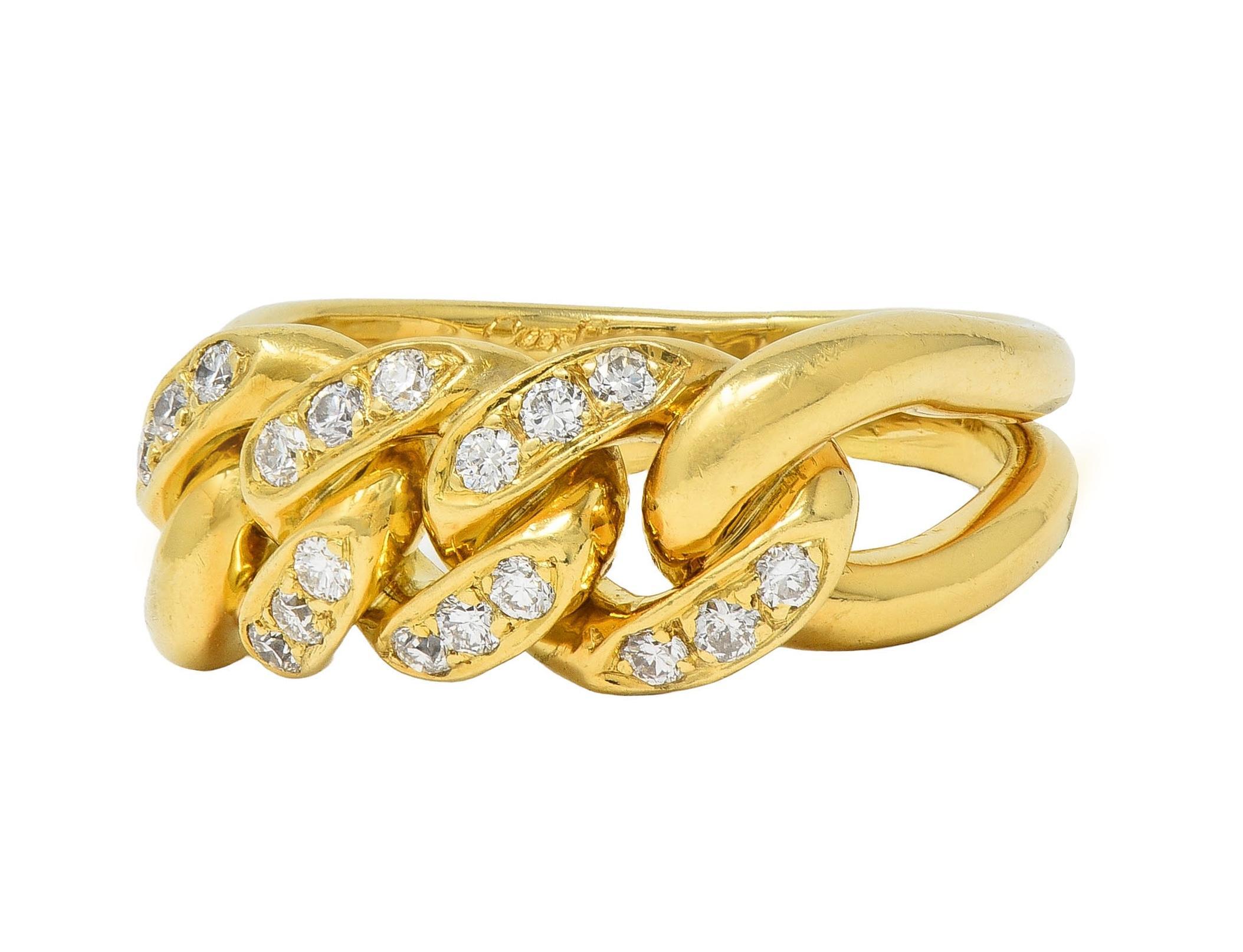 Women's or Men's Cartier 1970's 0.54 CTW Diamond 18 Karat Yellow Gold Vintage Chain Link Ring