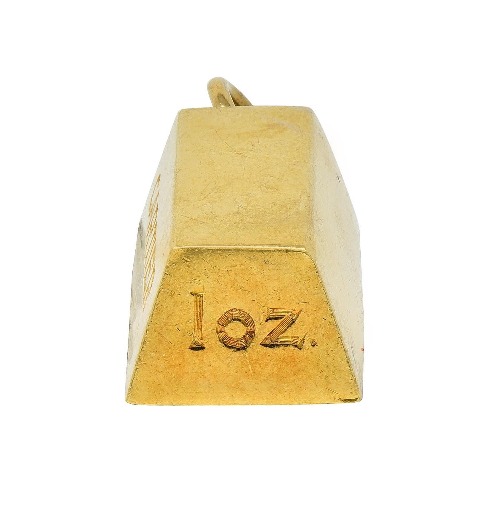 Women's or Men's Cartier 1970's 18 Karat Yellow Gold Vintage 1 Ounce Gold Bar Ingot Pendant Charm For Sale