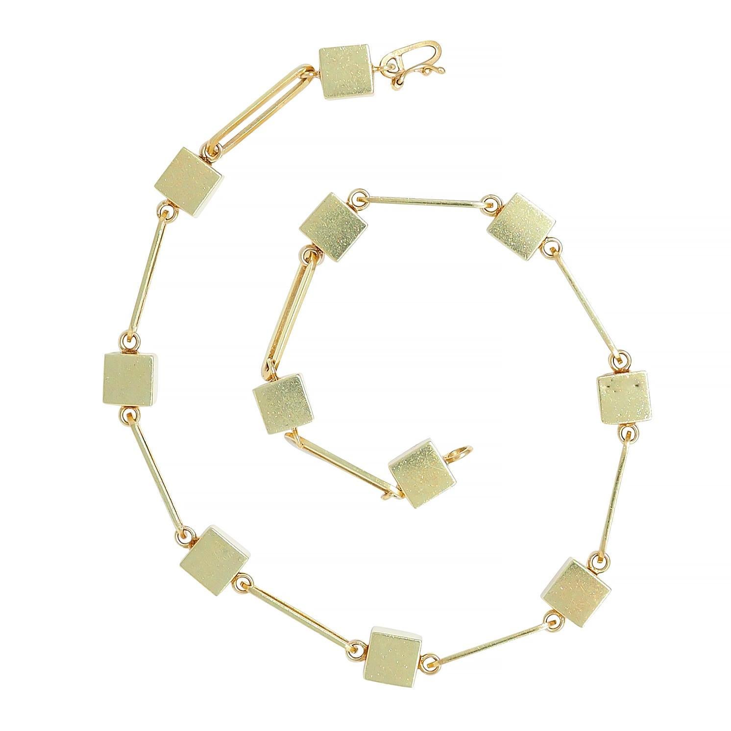 Cartier 1970's 18 Karat Yellow Gold Vintage Cube Paperclip Link Chain Necklace In Excellent Condition In Philadelphia, PA