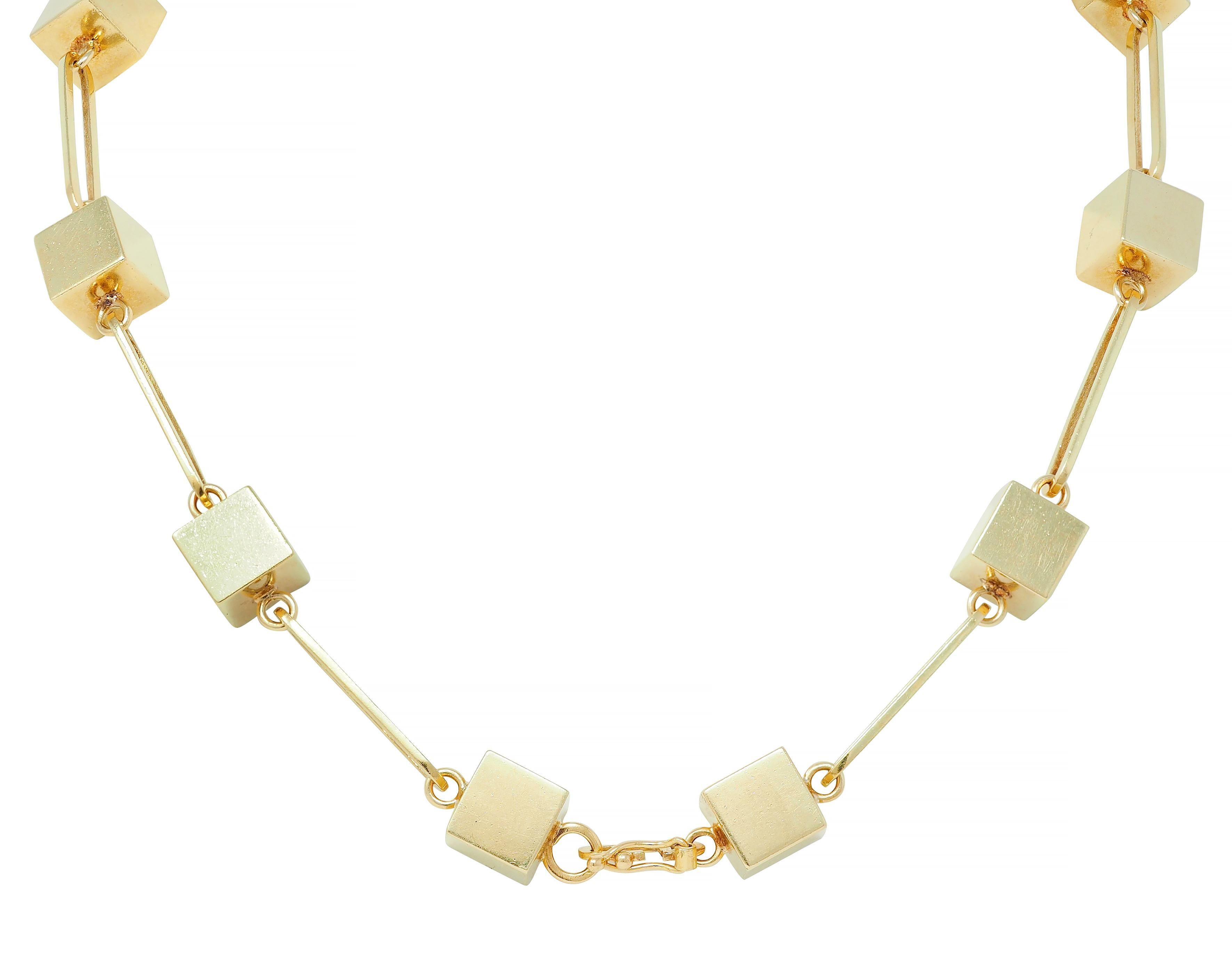 Cartier 1970's 18 Karat Yellow Gold Vintage Cube Paperclip Link Chain Necklace 1