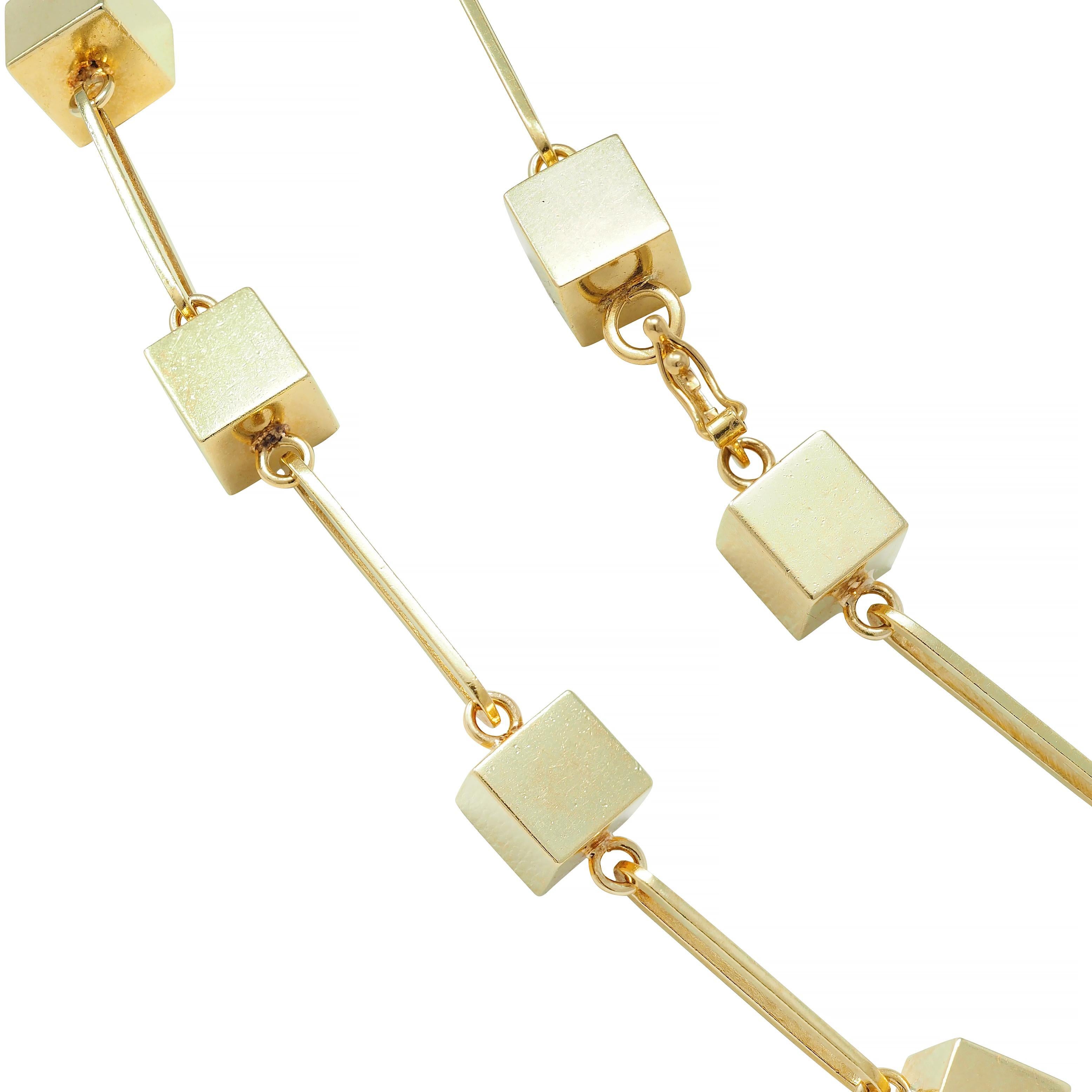 Cartier 1970's 18 Karat Yellow Gold Vintage Cube Paperclip Link Chain Necklace 3