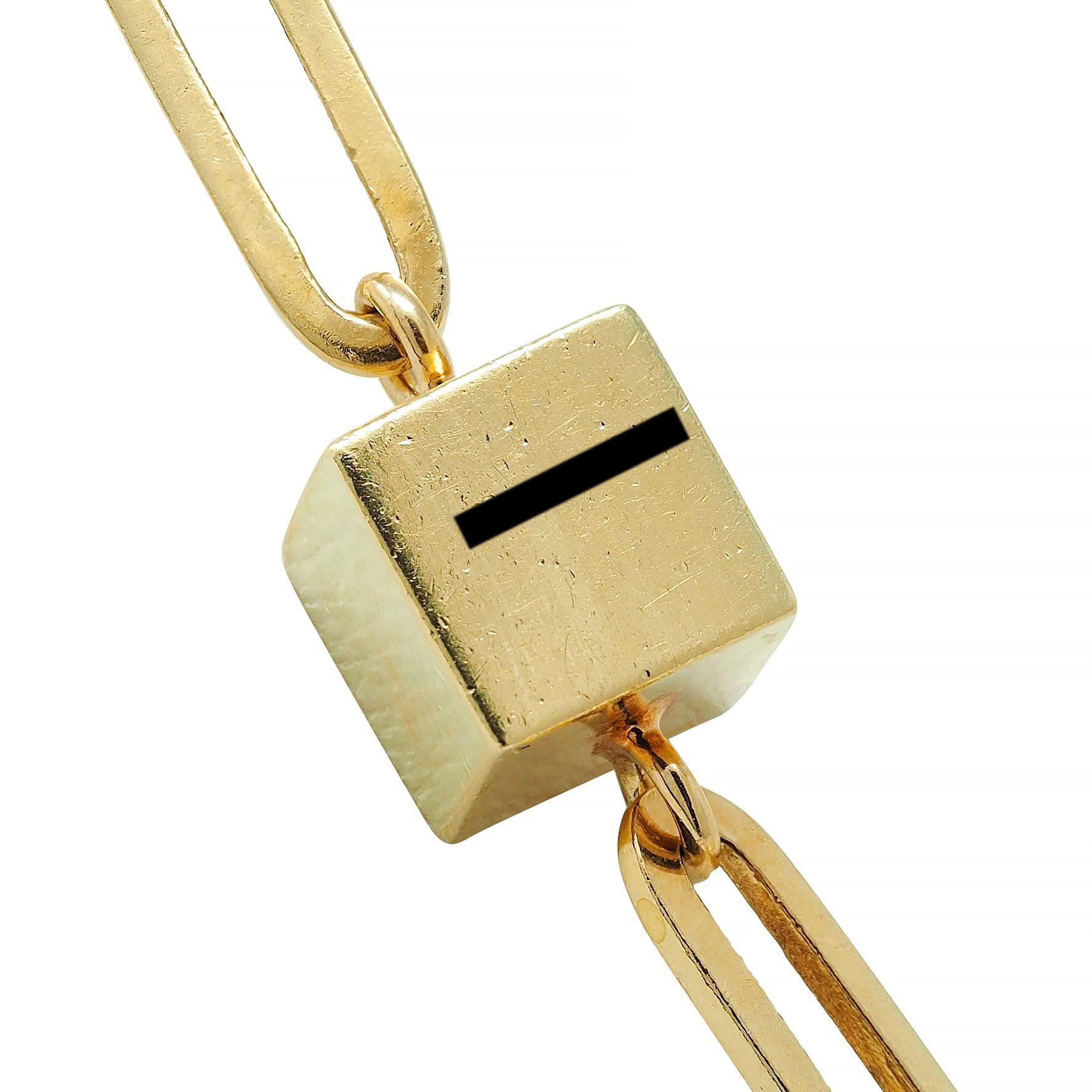 Cartier 1970's 18 Karat Yellow Gold Vintage Cube Paperclip Link Chain Necklace 4