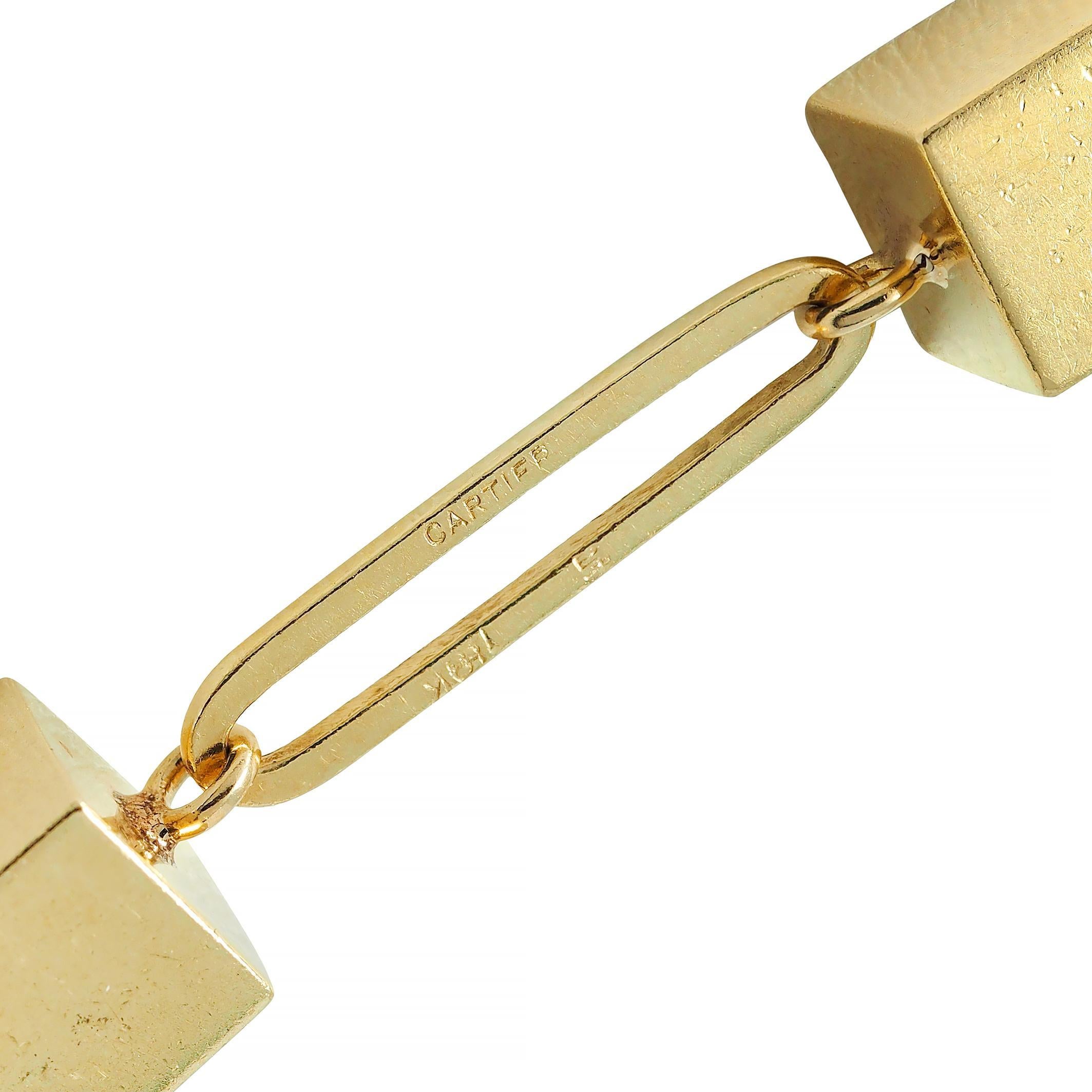 Cartier 1970's 18 Karat Yellow Gold Vintage Cube Paperclip Link Chain Necklace 5