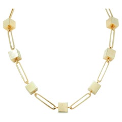 Cartier 1970's 18 Karat Yellow Gold Vintage Cube Paperclip Link Chain Necklace