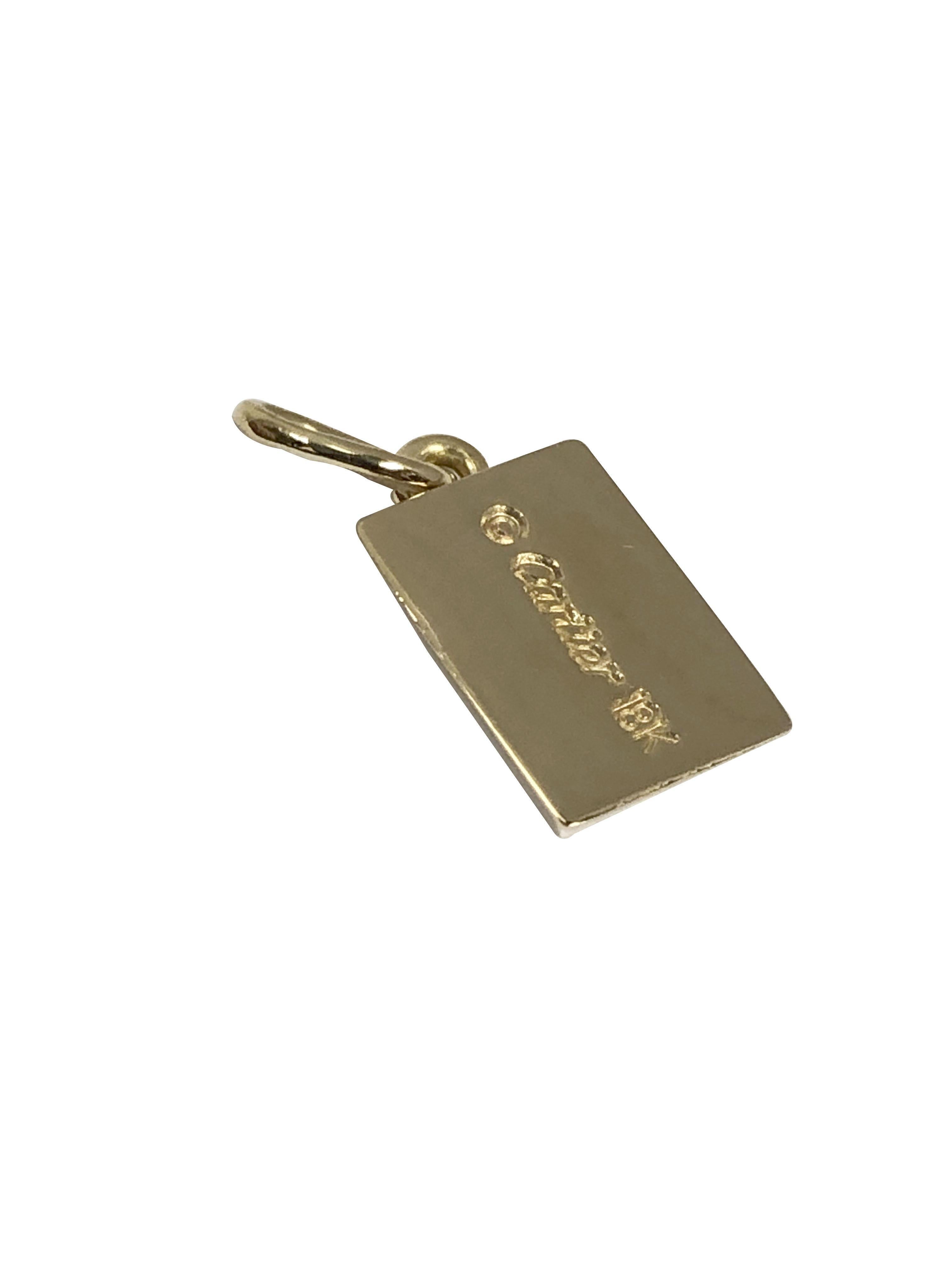 CARTIER 1970s 18k Yellow Gold 1/8 Oz Ingot Charm Pendant Vintage 1