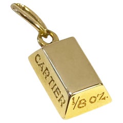 CARTIER 1970s 18k Yellow Gold 1/8 Oz Ingot Charm Pendant Vintage