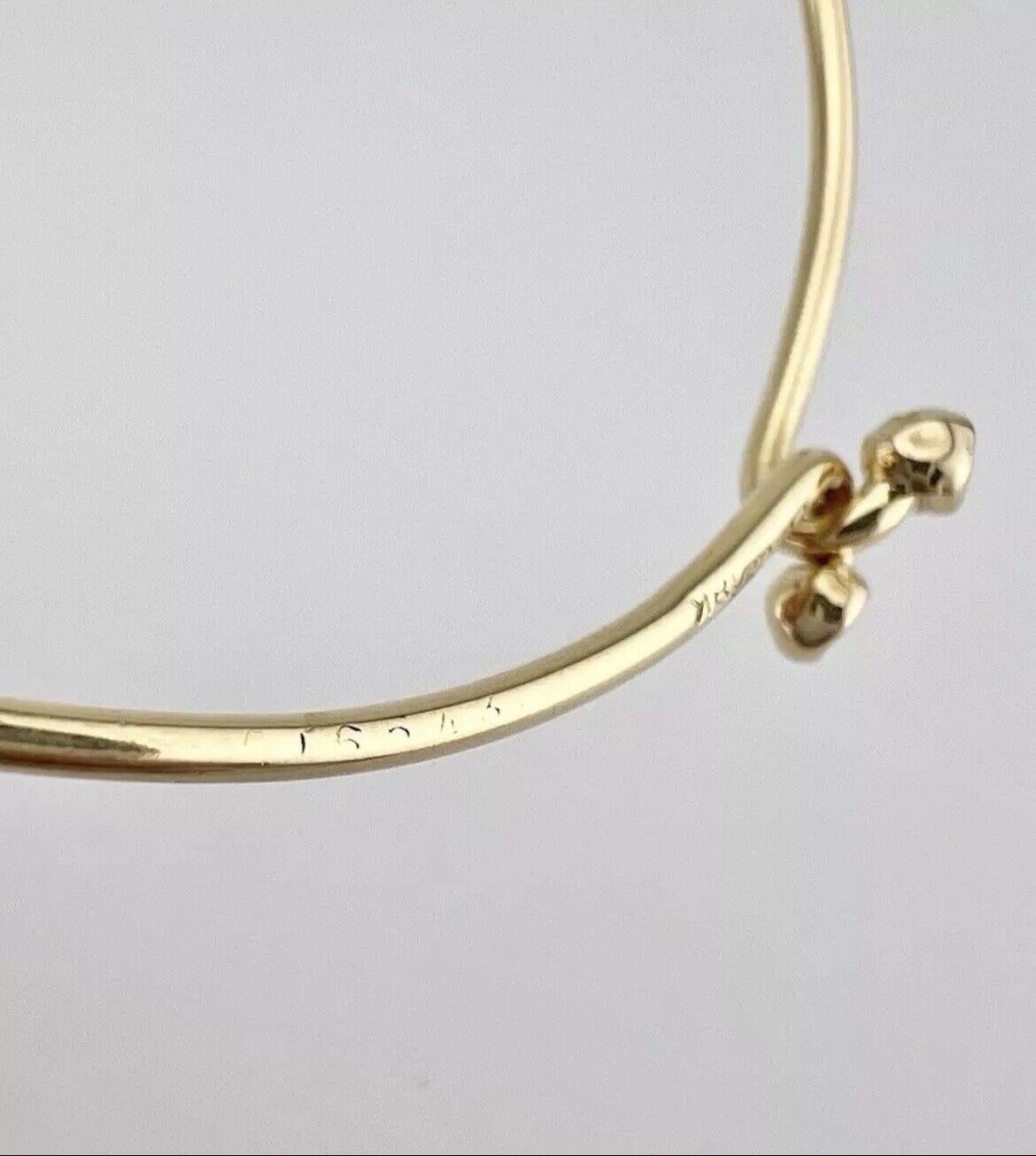 Round Cut CARTIER 1970s 18k Yellow Gold & Diamond Wire Bangle Bracelet Vintage