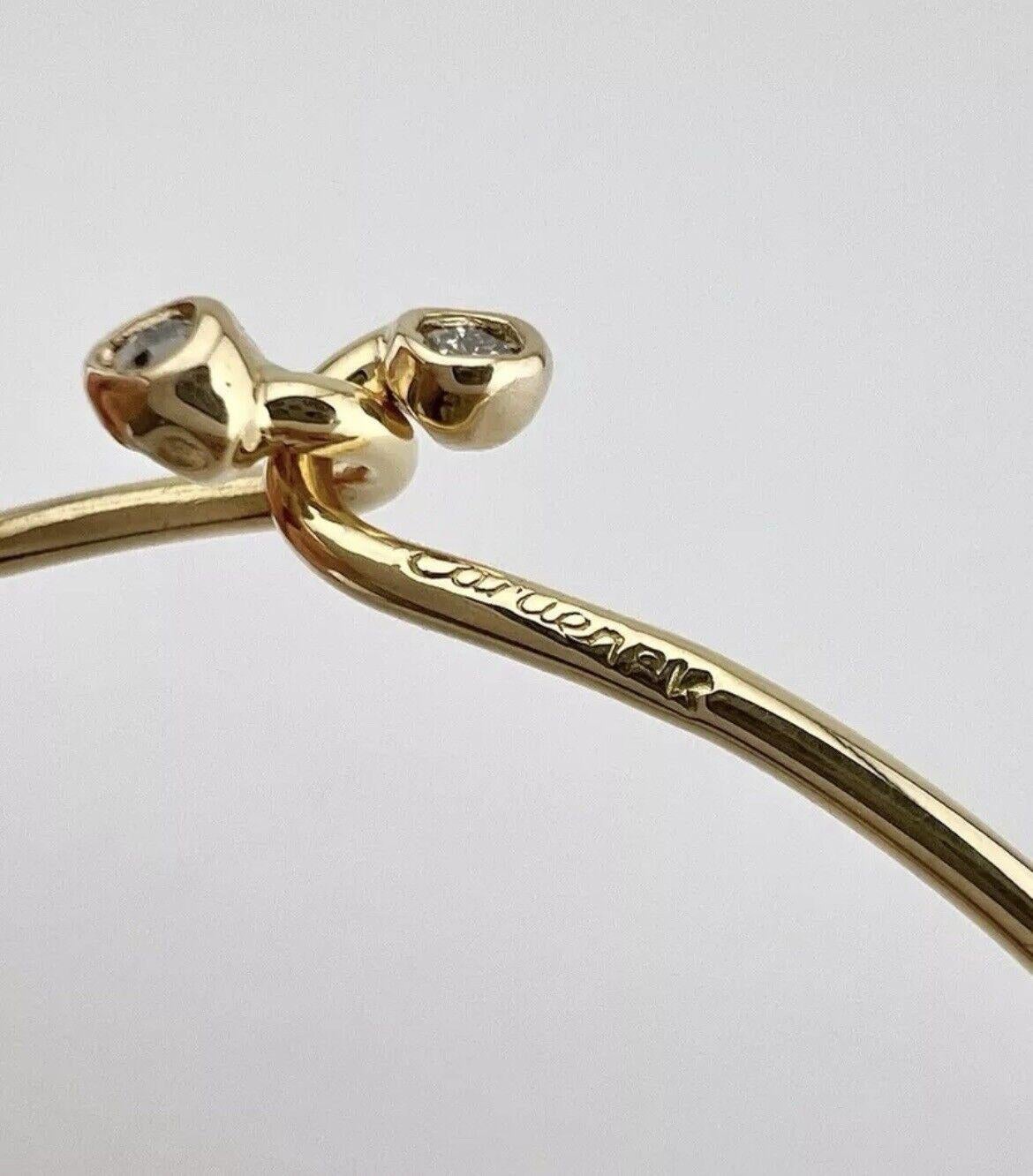 Women's or Men's CARTIER 1970s 18k Yellow Gold & Diamond Wire Bangle Bracelet Vintage