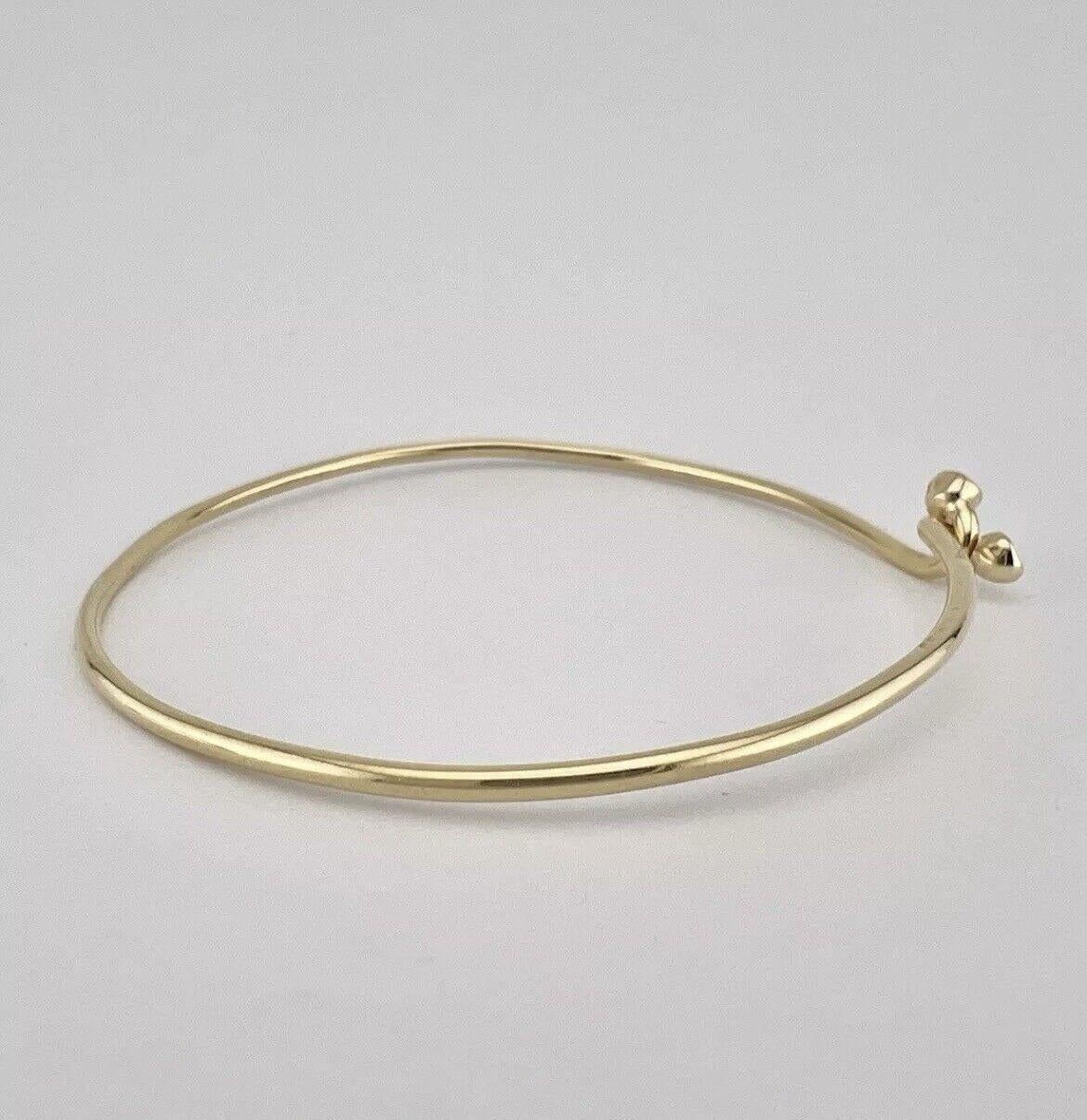 CARTIER 1970s 18k Yellow Gold & Diamond Wire Bangle Bracelet Vintage 1
