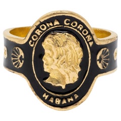 Cartier 1970's Black Enamel 18 Karat Yellow Gold Vintage Unisex Cigar Band Ring