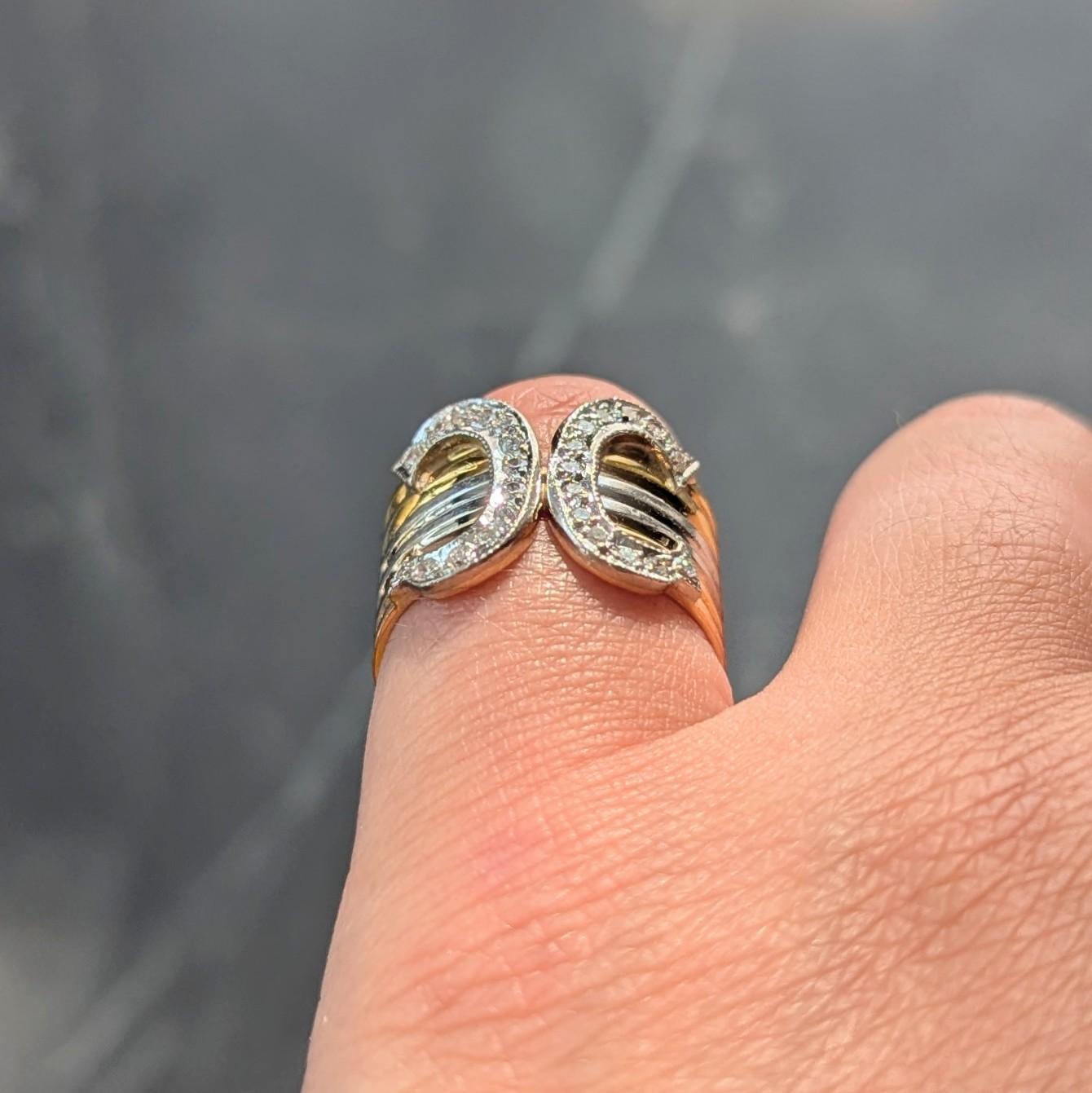Cartier 1970 Diamante Platino 18 Carati Tri-Oro Vintage Anello C.C. in vendita 4