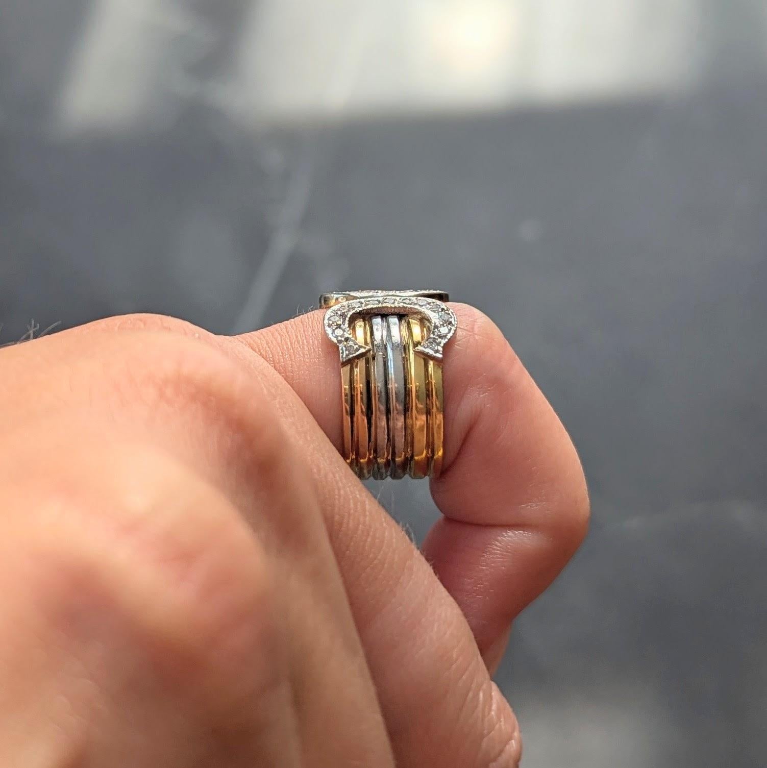 Cartier 1970 Diamante Platino 18 Carati Tri-Oro Vintage Anello C.C. in vendita 5