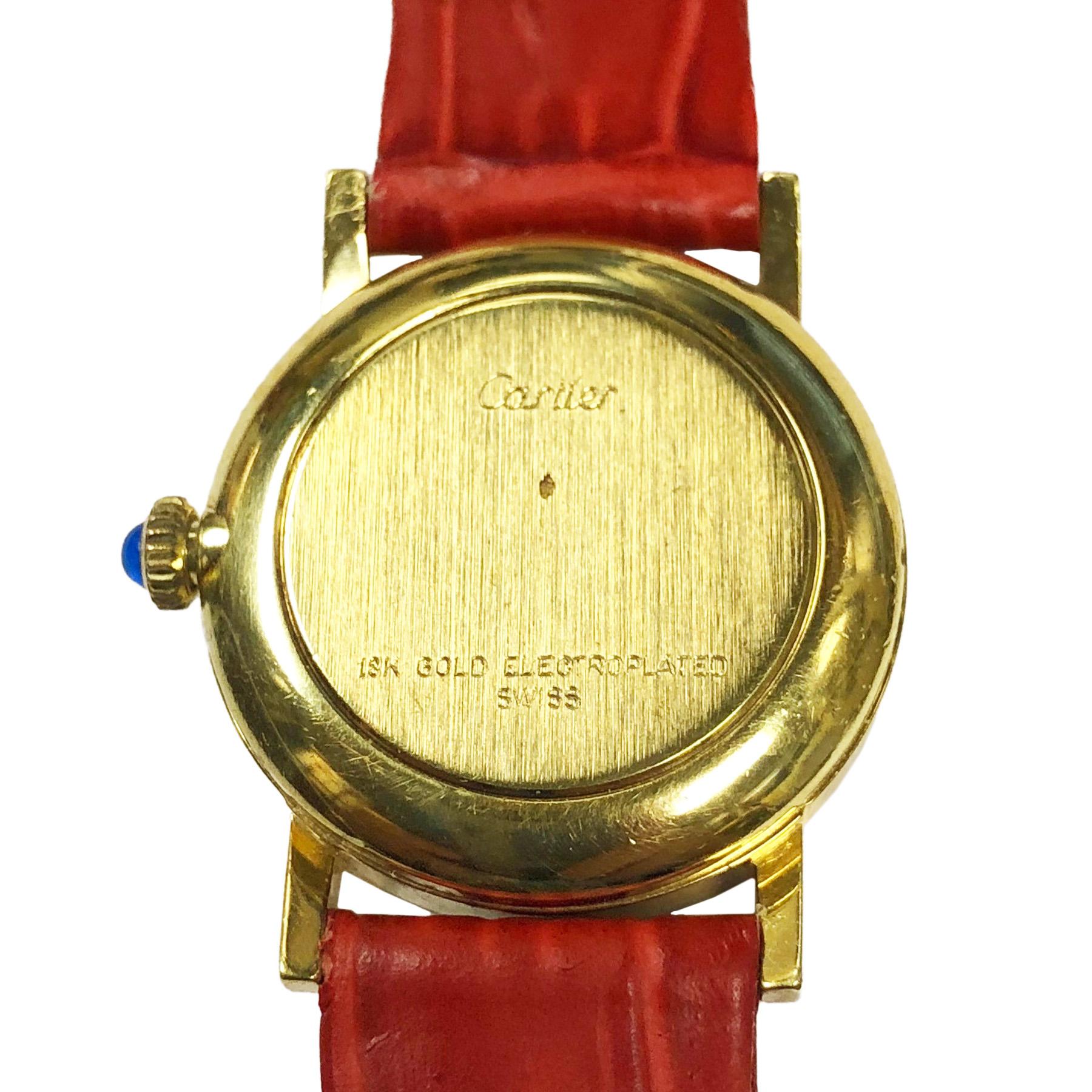 Cartier 1970s Gold Plate Mechanical Wind Ladies Wristwatch In Excellent Condition In Chicago, IL