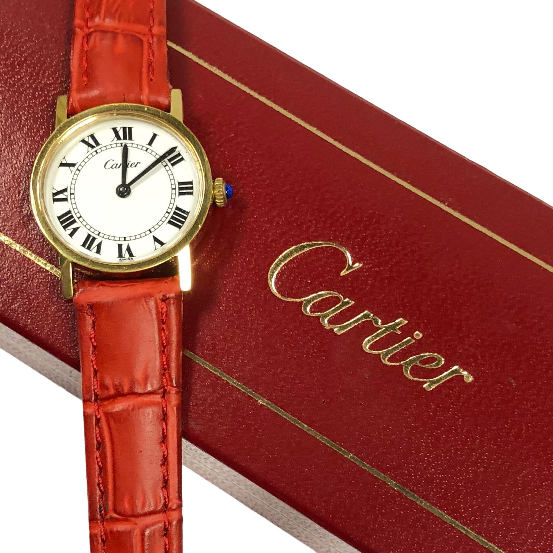 Cartier 1970s Gold Plate Mechanical Wind Ladies Wristwatch 1