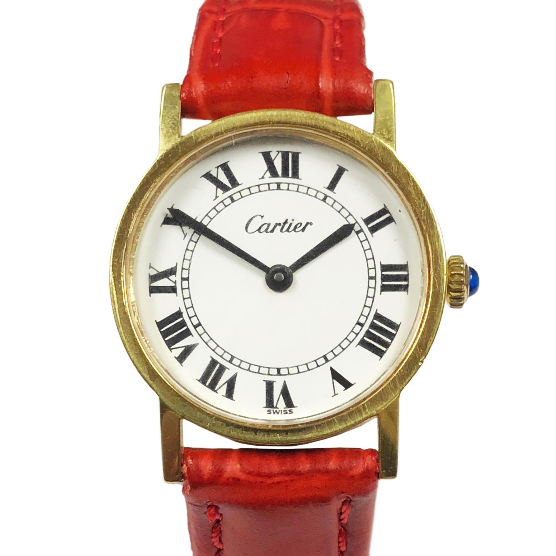 Cartier 1970s Gold Plate Mechanical Wind Ladies Wristwatch