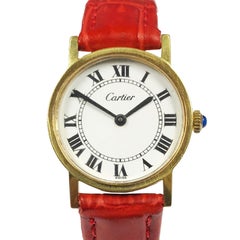Vintage Cartier 1970s Gold Plate Mechanical Wind Ladies Wristwatch