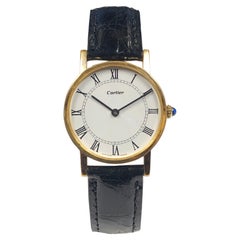 Cartier 1970s Large Gold Plate Mechanical Wrist Watch