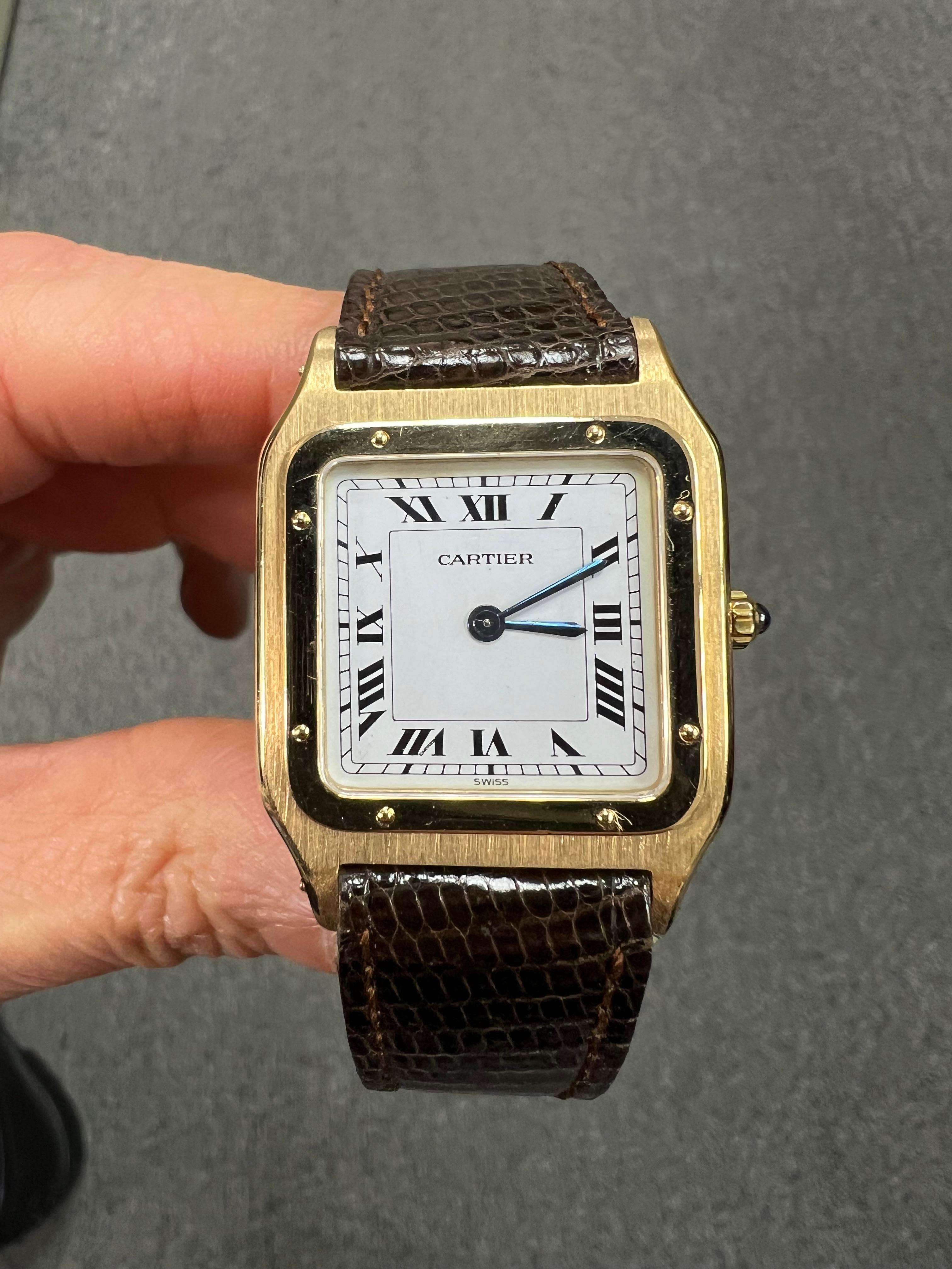 Cartier 1970s Santos Dumont 18k Yellow Gold Wristwatch 10